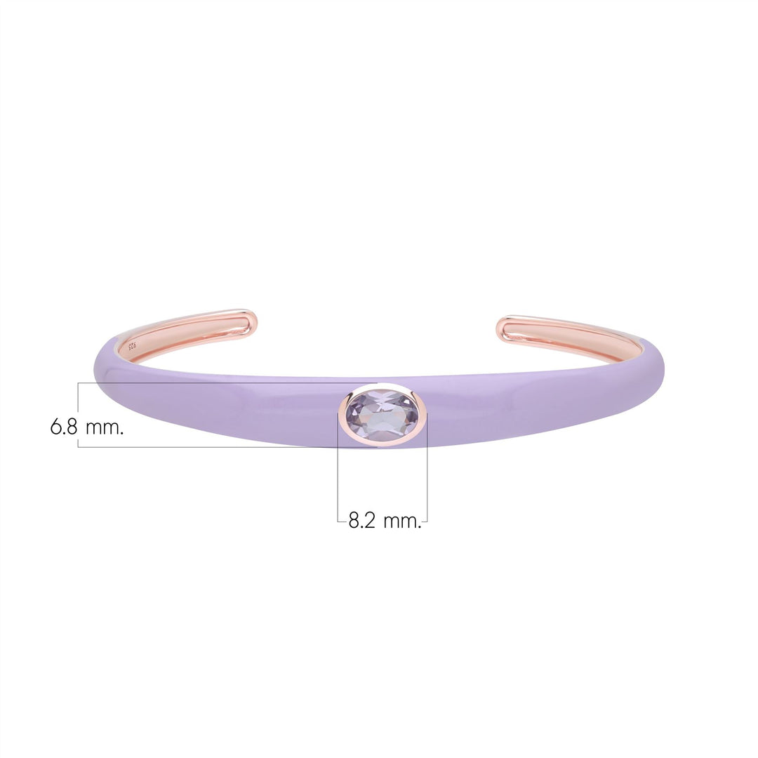 Brazalete de esmalte violeta y amatista octagonal Siberian Waltz en oro vermeil rosa