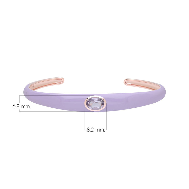 Brazalete de esmalte violeta y amatista octagonal Siberian Waltz en oro vermeil rosa
