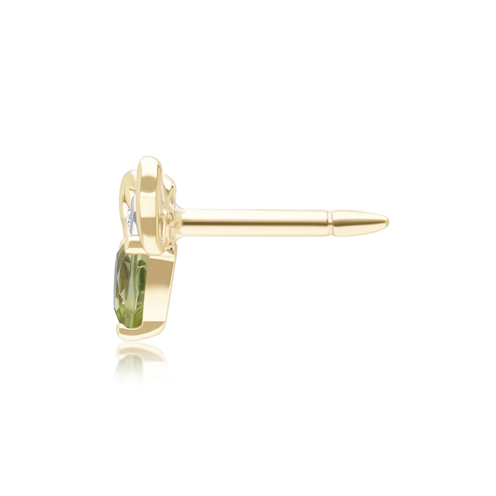 Honeycomb Art Nouveau Pear Shape Peridot and Diamond Bee Pin in 9ct Yellow Gold