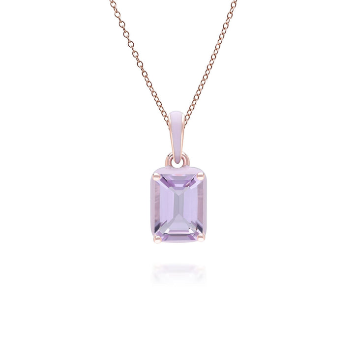 Collar con colgante de amatista octagonal y esmalte violeta de Vals Siberiano en oro vermeil rosa