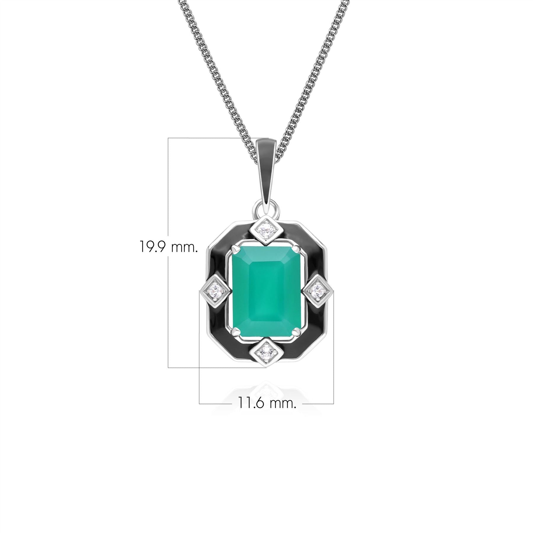 Grand Deco Black Enamel, Chalcedony & Topaz Pendant Necklace in Sterling Silver