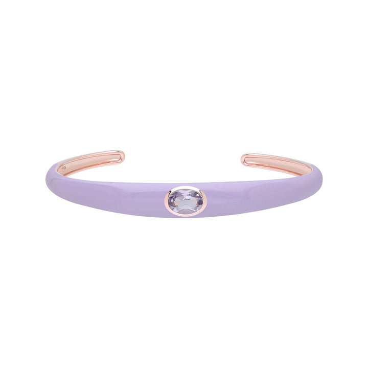 Brazalete de esmalte violeta y amatista octagonal Siberian Waltz en oro vermeil rosa