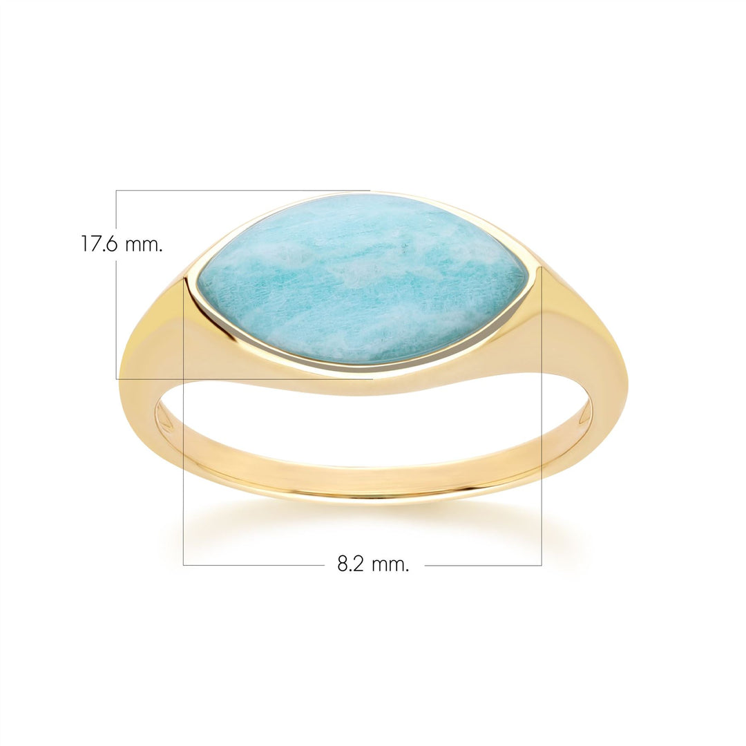 Anillo clásico de amazonita marquesa en oro amarillo de 9 quilates