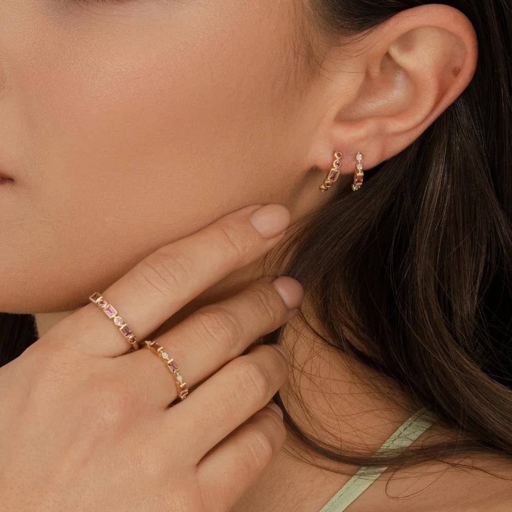 Classic Pink Tourmaline Eternity Ring in 9ct Yellow Gold