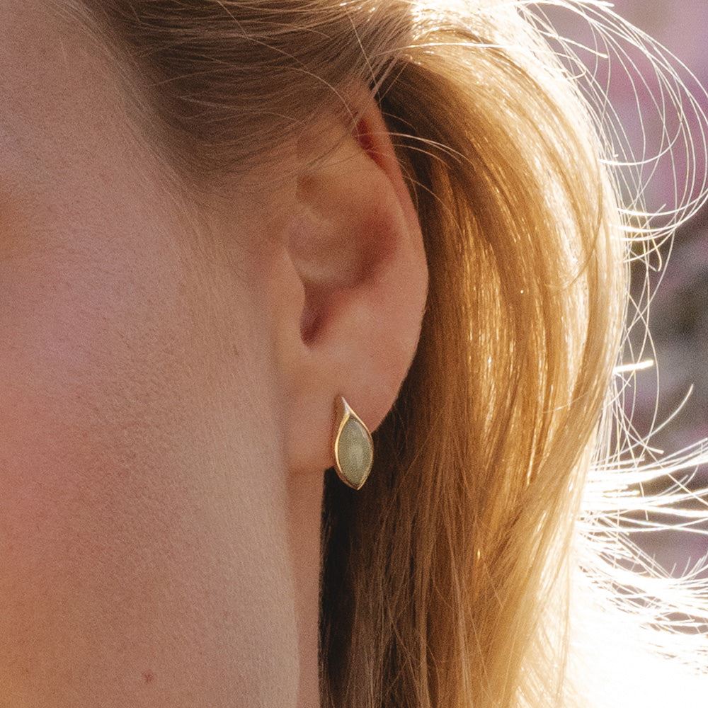 Pendientes clásicos de jadeíta verde marquesa en oro amarillo de 9 quilates