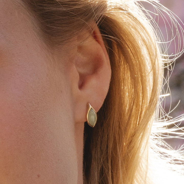 Pendientes clásicos de jadeíta verde marquesa en oro amarillo de 9 quilates