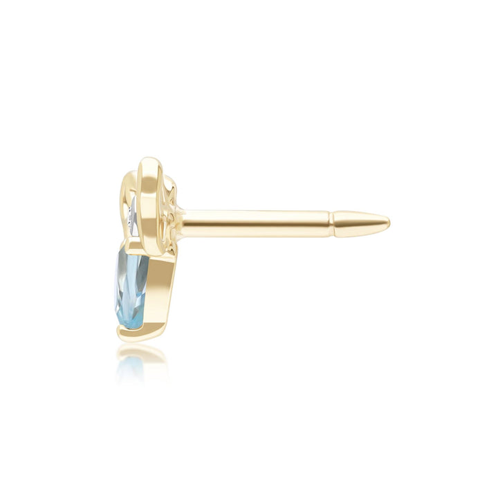 Honeycomb Art Nouveau Pear Shape Topaz and Diamond Bee Pin in 9ct Yellow Gold