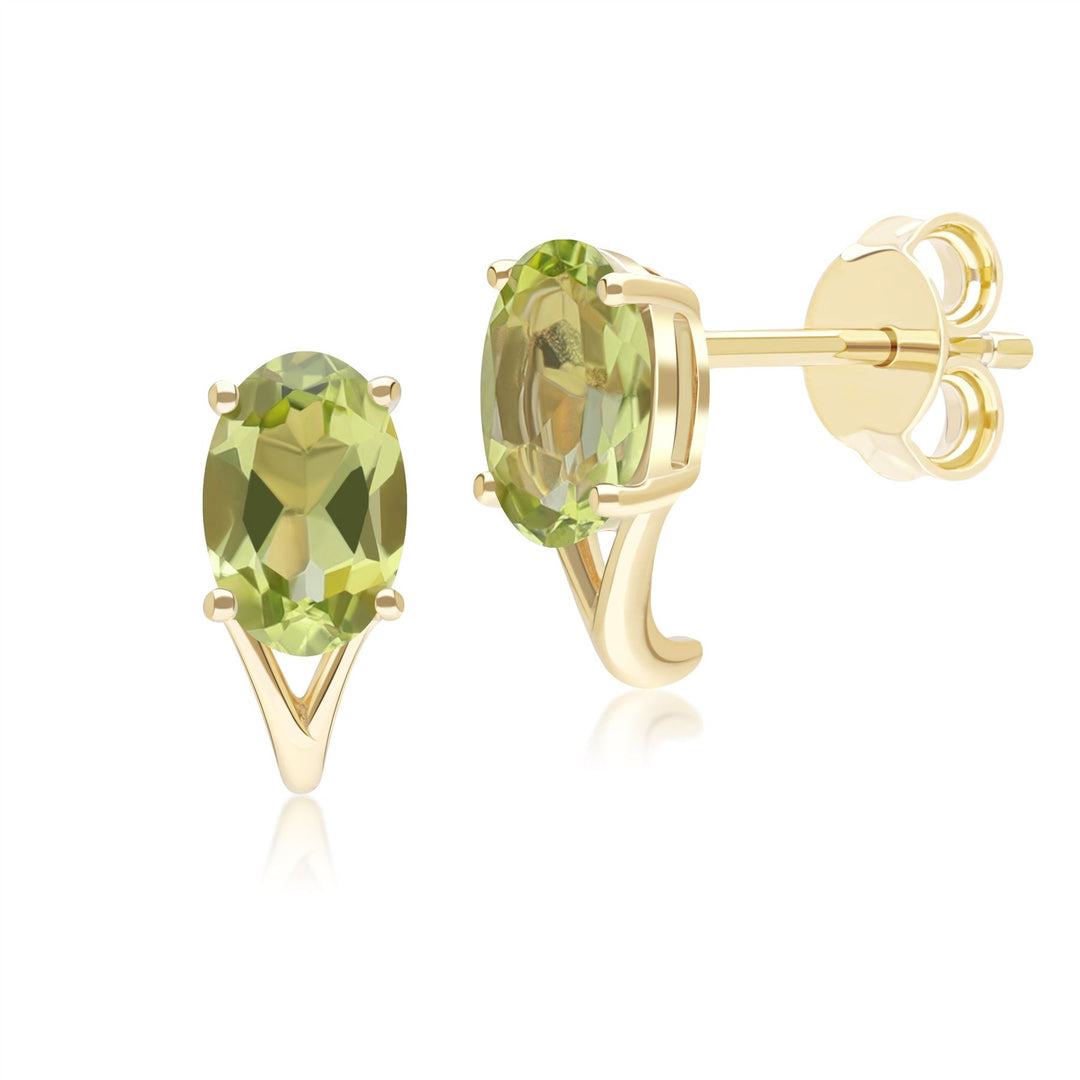 Classic Oval Peridot Stud Earrings in 9ct Yellow Gold 7x5mm