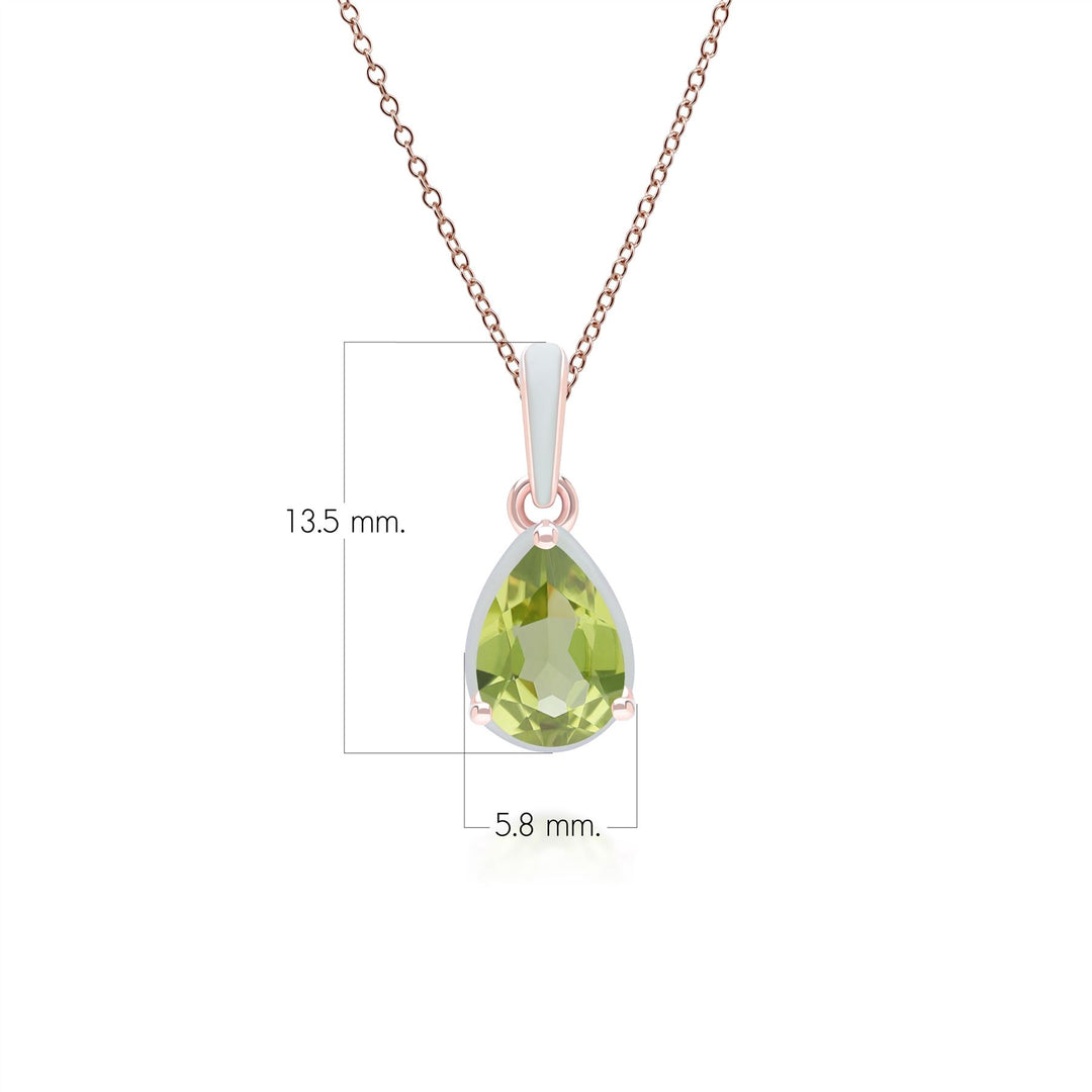 Collar con colgante de peridoto pera y esmalte verde de Vals Siberiano en oro vermeil rosa