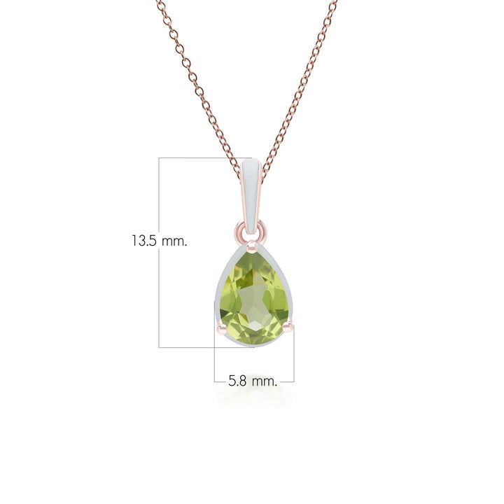 Collar con colgante de peridoto pera y esmalte verde de Vals Siberiano en oro vermeil rosa