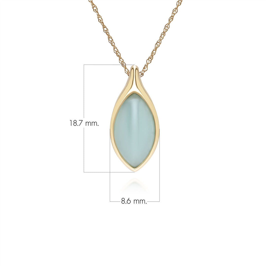 Collar clásico con colgante de jadeíta verde marquesa en oro amarillo de 9 quilates