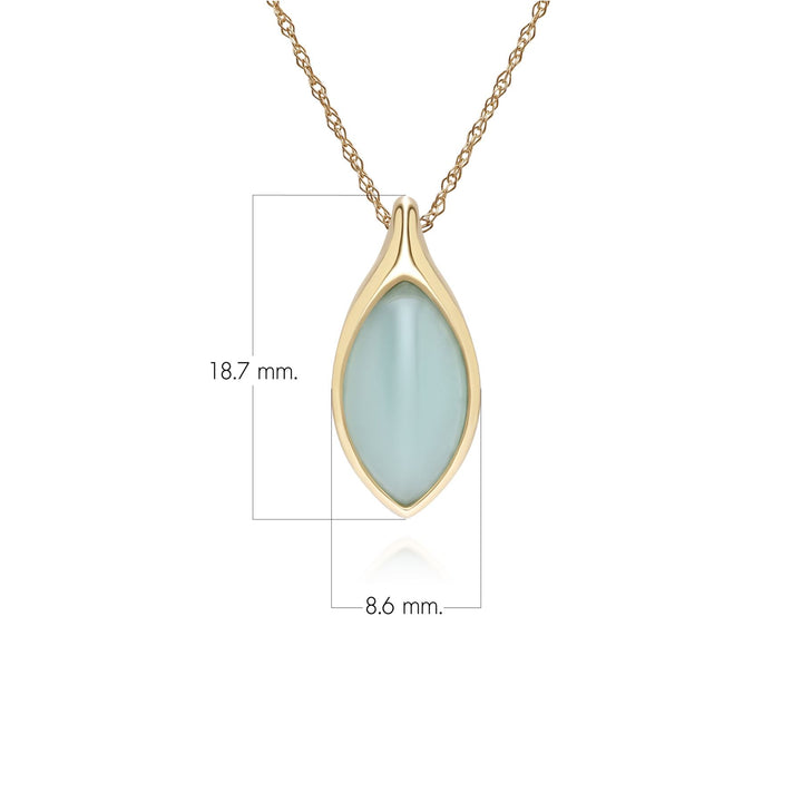 Collar clásico con colgante de jadeíta verde marquesa en oro amarillo de 9 quilates