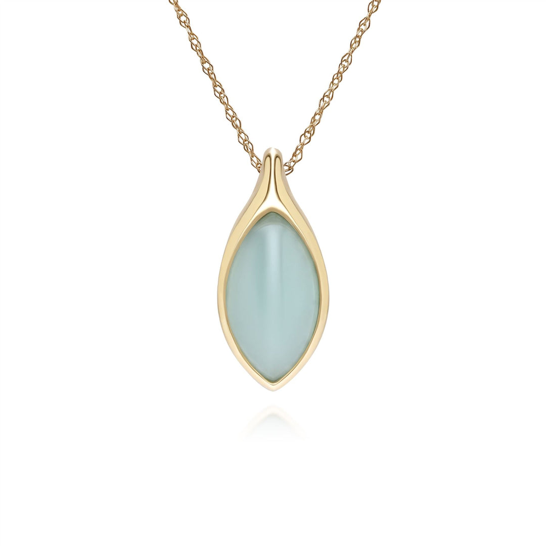 Collar clásico con colgante de jadeíta verde marquesa en oro amarillo de 9 quilates