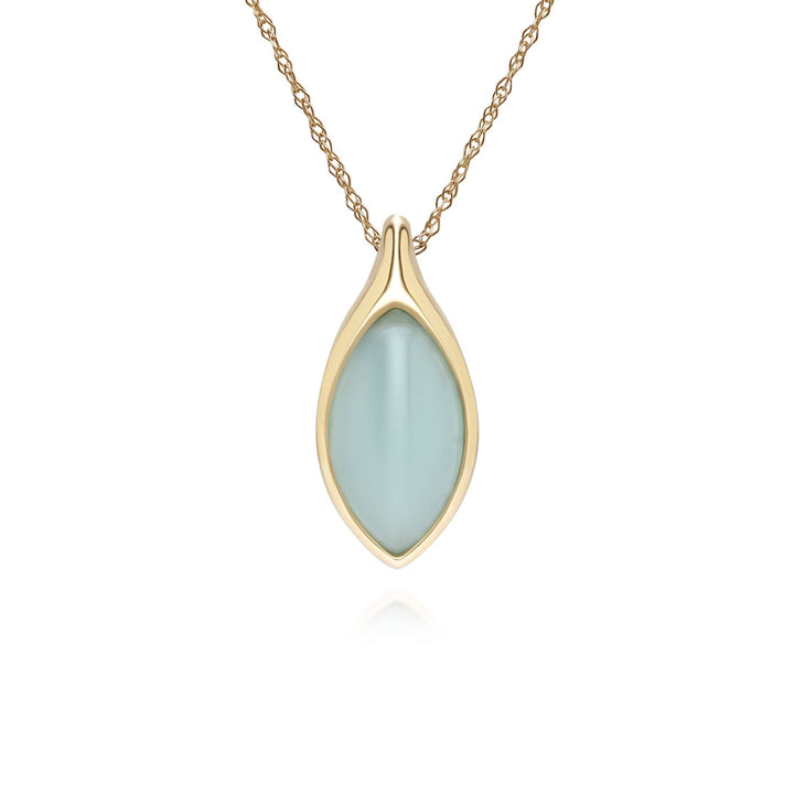 Collar clásico con colgante de jadeíta verde marquesa en oro amarillo de 9 quilates