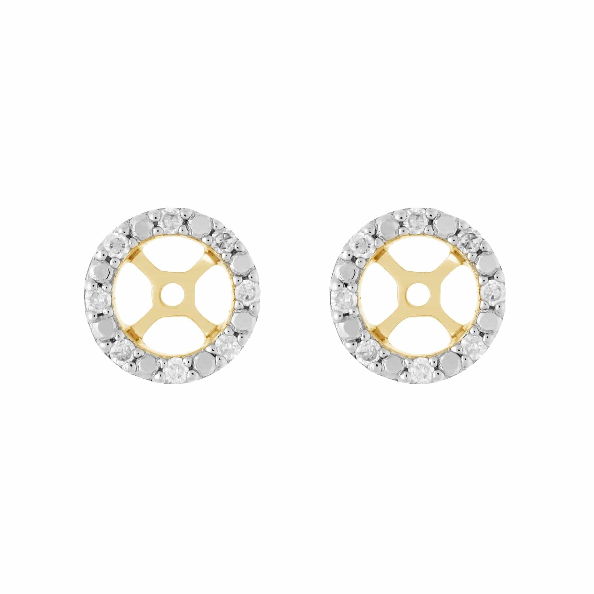191E0376019 Classic Round Diamond Earring Jacket in 9ct Yellow Gold 1