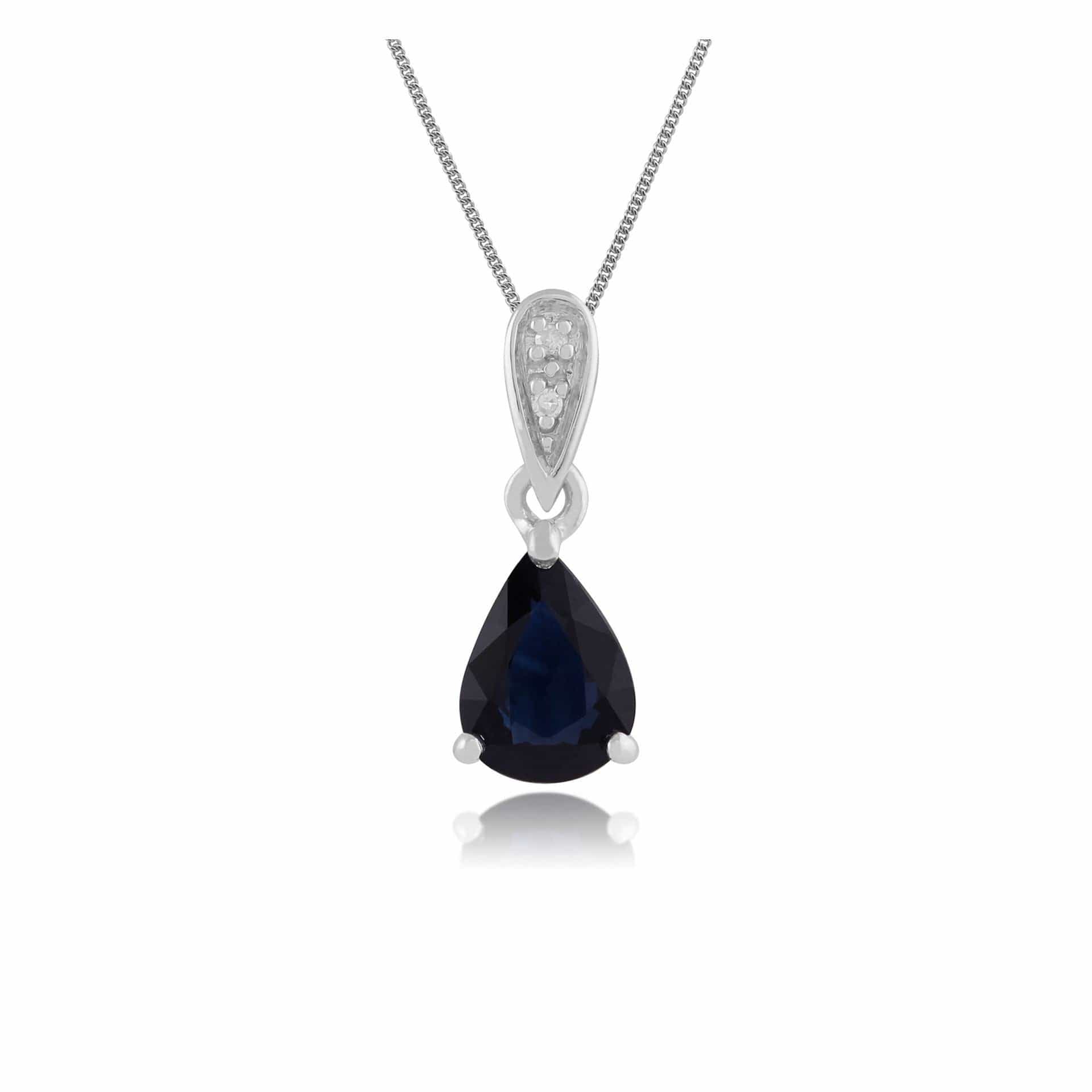117P0034039 Classic Pear Sapphire & Diamond Pendant in 9ct White Gold 1