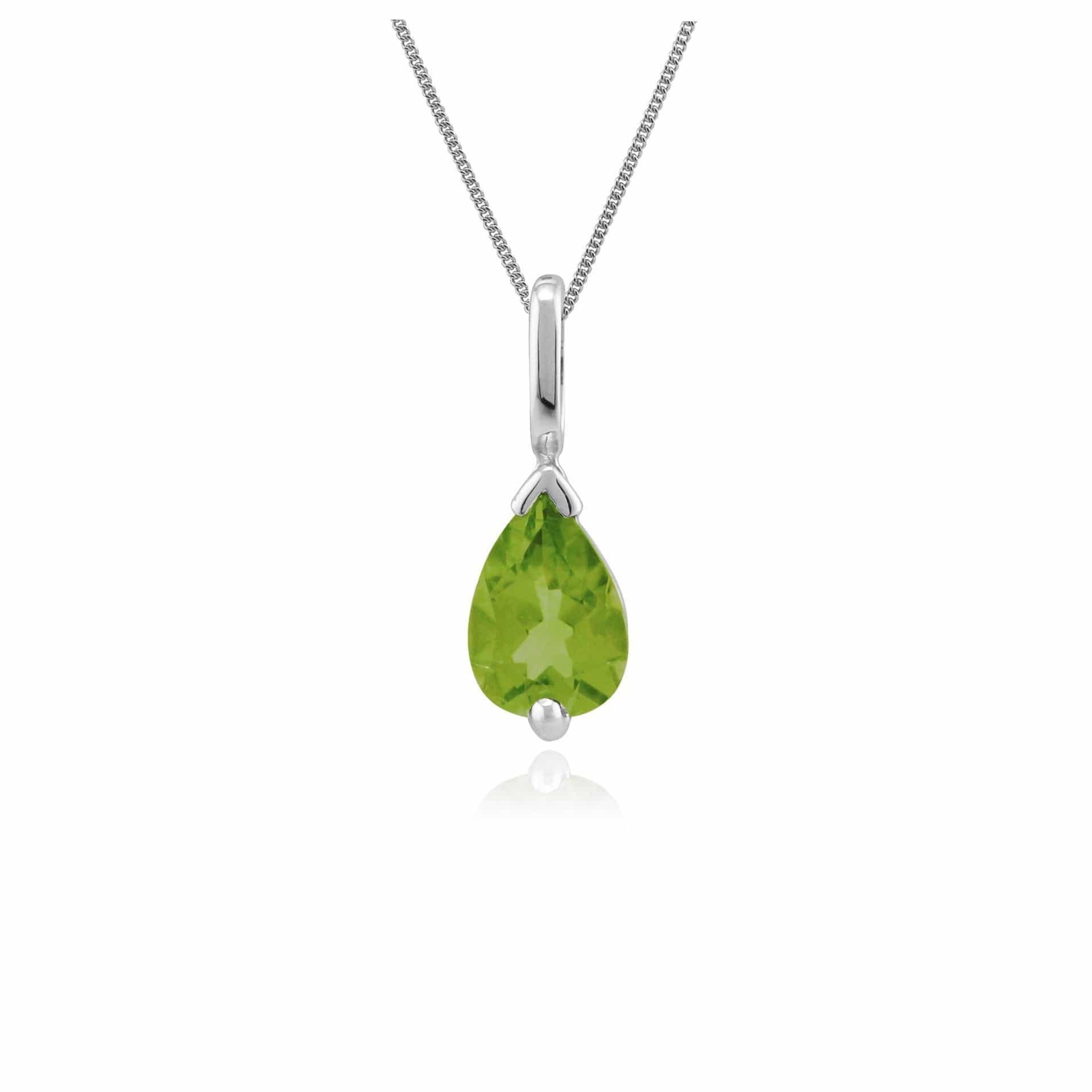 25665 Classic Pear Peridot Pendant in 9ct White Gold 1