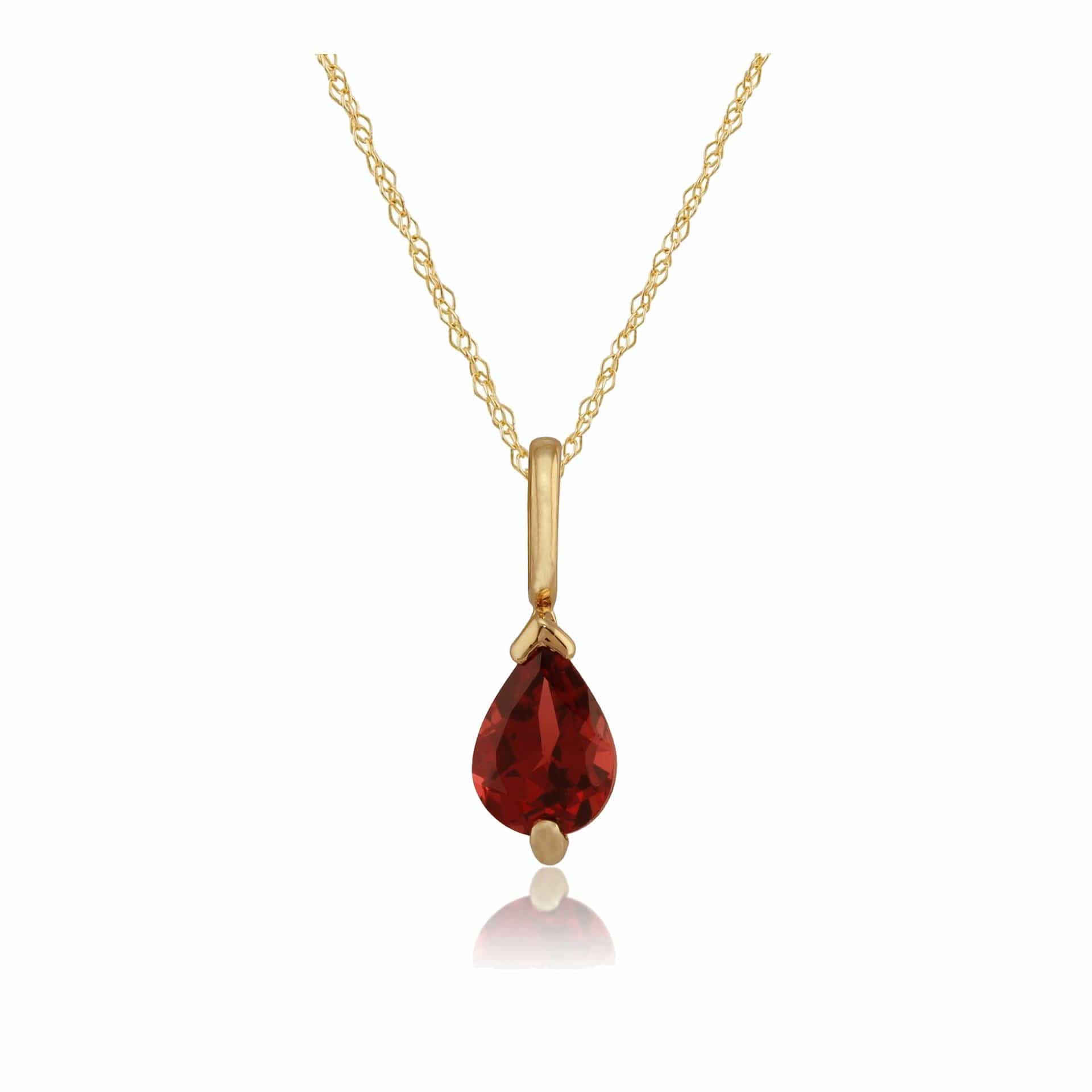 22545 Classic Pear Garnet Pendant in 9ct Yellow Gold 1