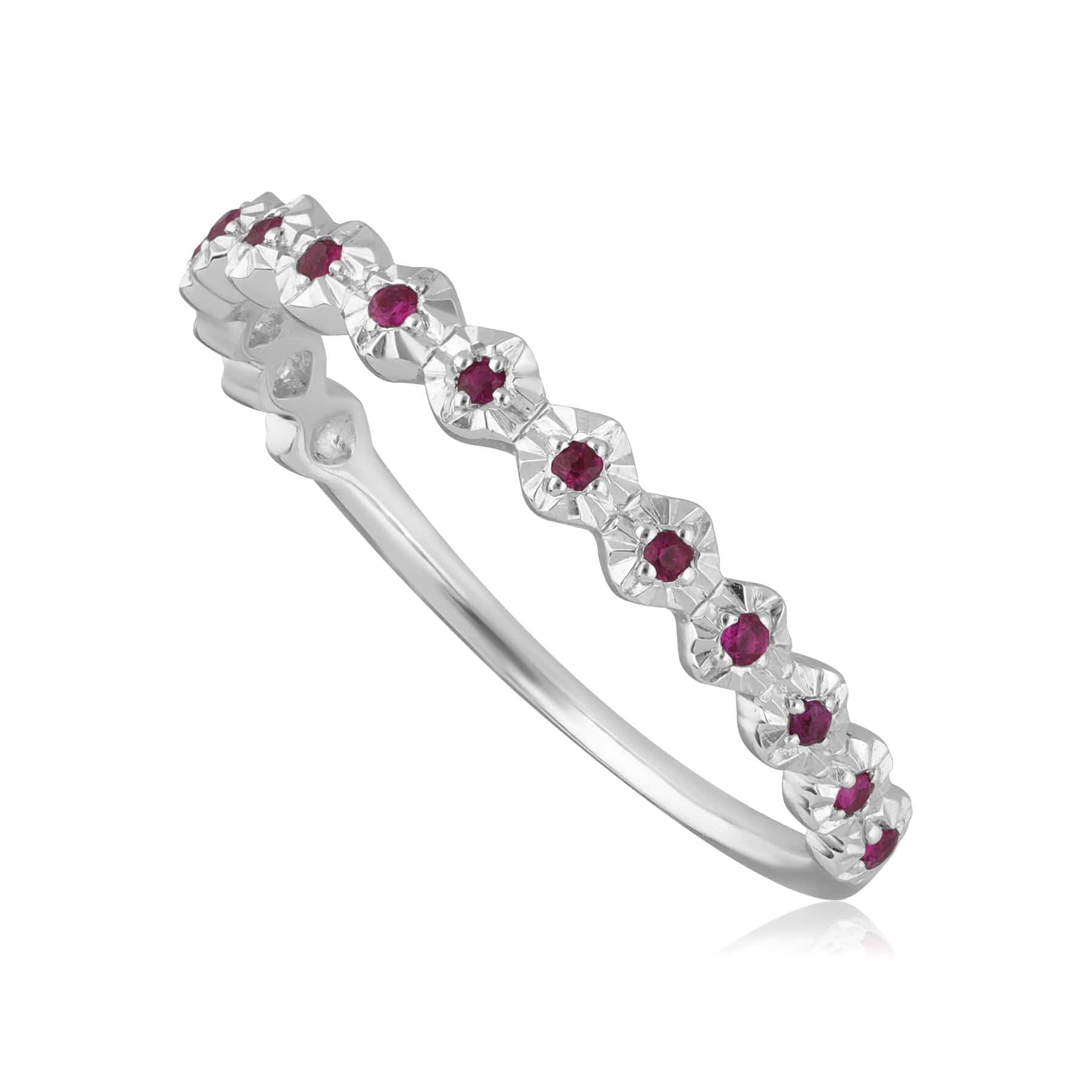 Gemondo Ethical 9ct White Gold 0.090ct Ruby Band Ring