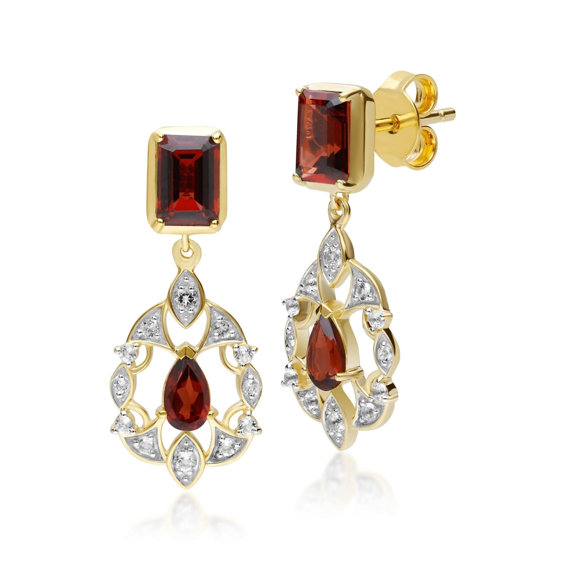 Gemondo ECFEW™ 'The Creator' Garnet & White Topaz Garland  Drop Earrings