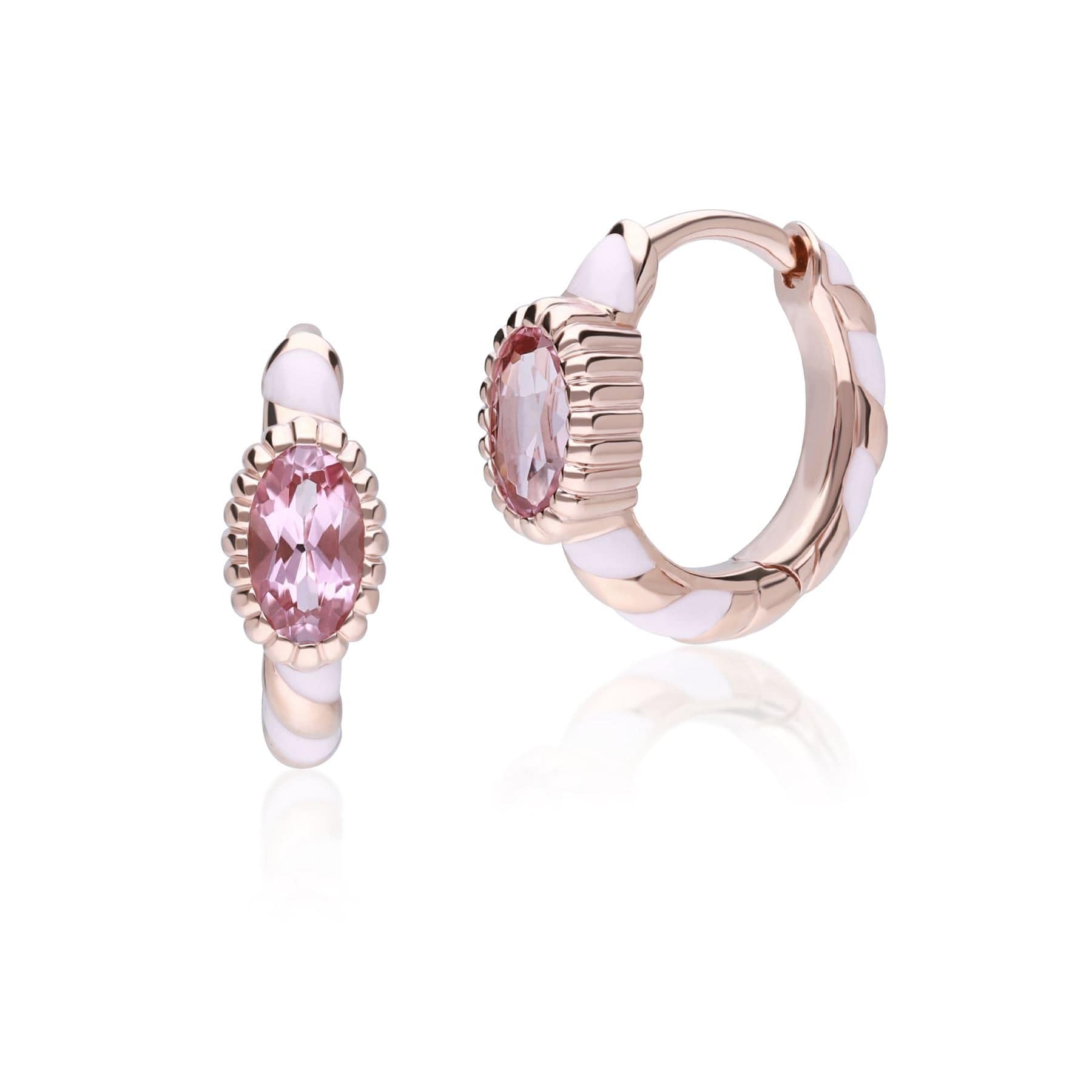 270E035601925 Siberian Waltz Enamel & Pink Tourmaline Hoop Earrings In Rose Gold Plated Silver 1