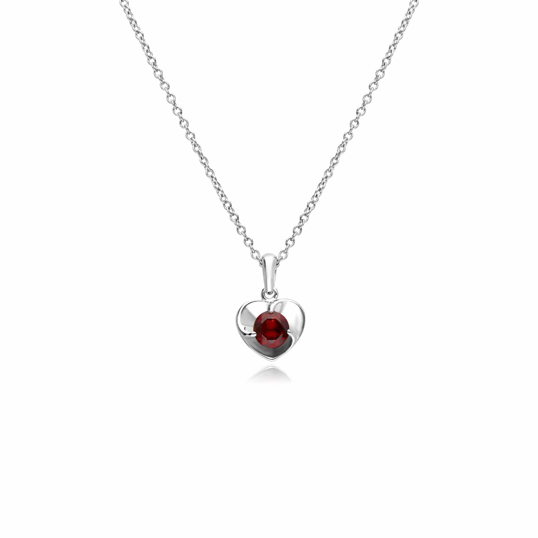 270N037501925 Garnet Heart Sterling Silver Necklace 1