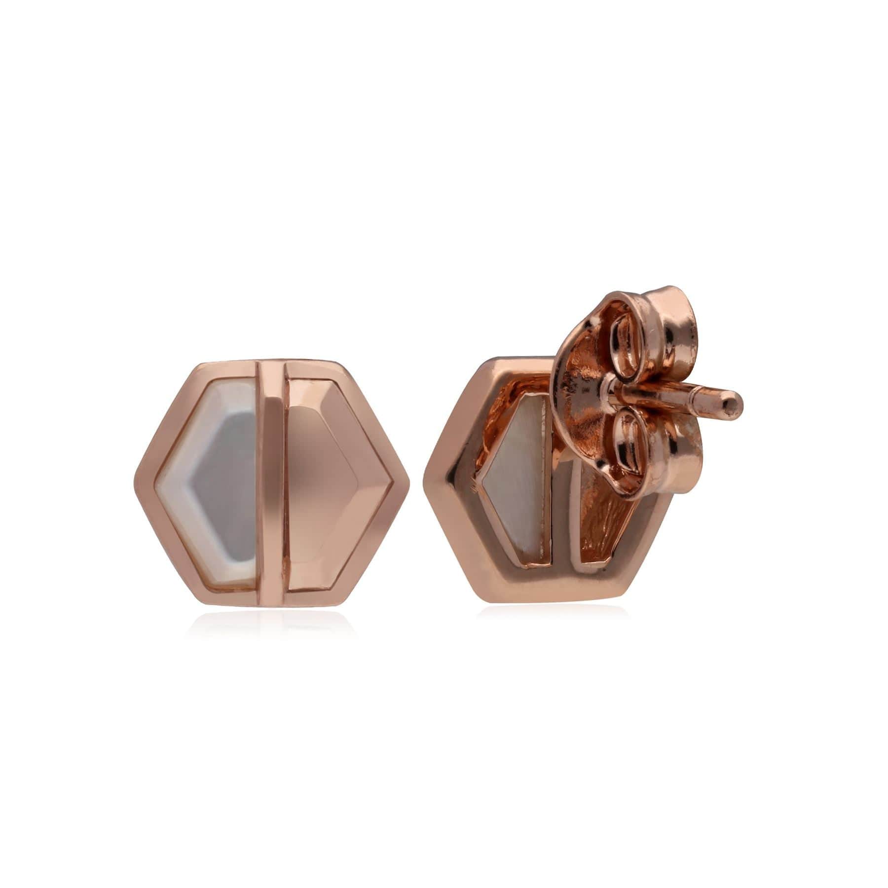 Mother of Pearl Hexagon Stud Earrings