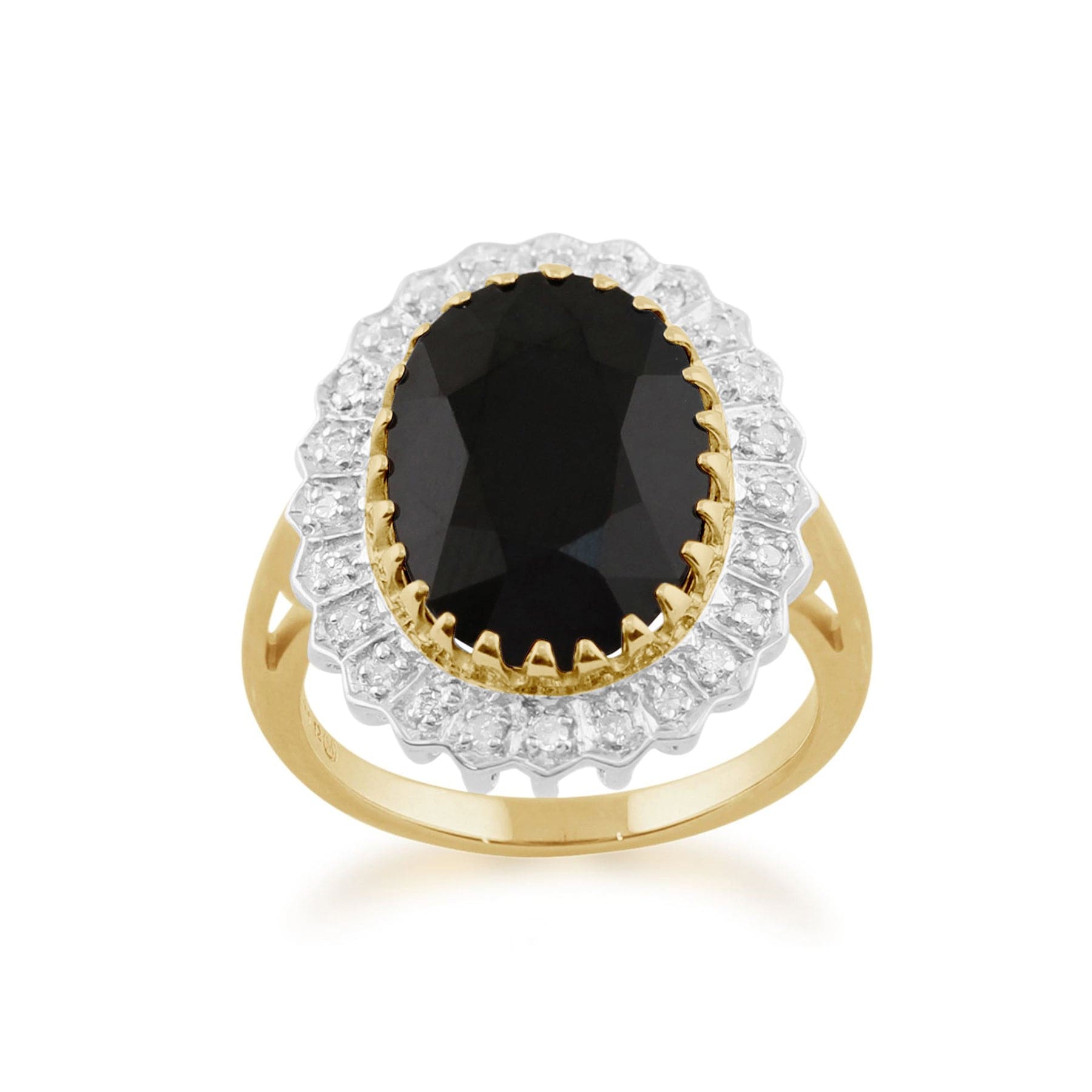 Classic Dark Sapphire & Diamonds Luxe Ring in 9ct Gold 10947 Front