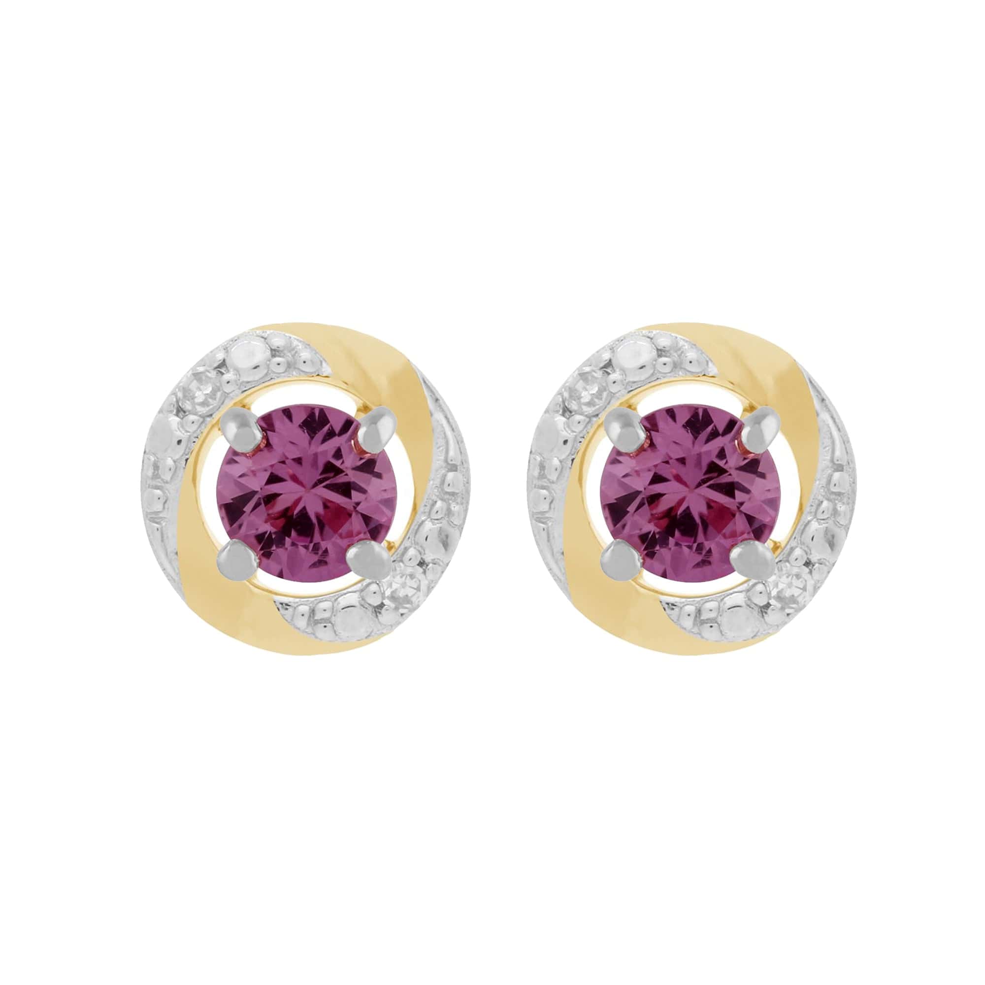 9ct White Gold Pink Sapphire Stud Earrings & Diamond Halo Ear Jacket Image 1 