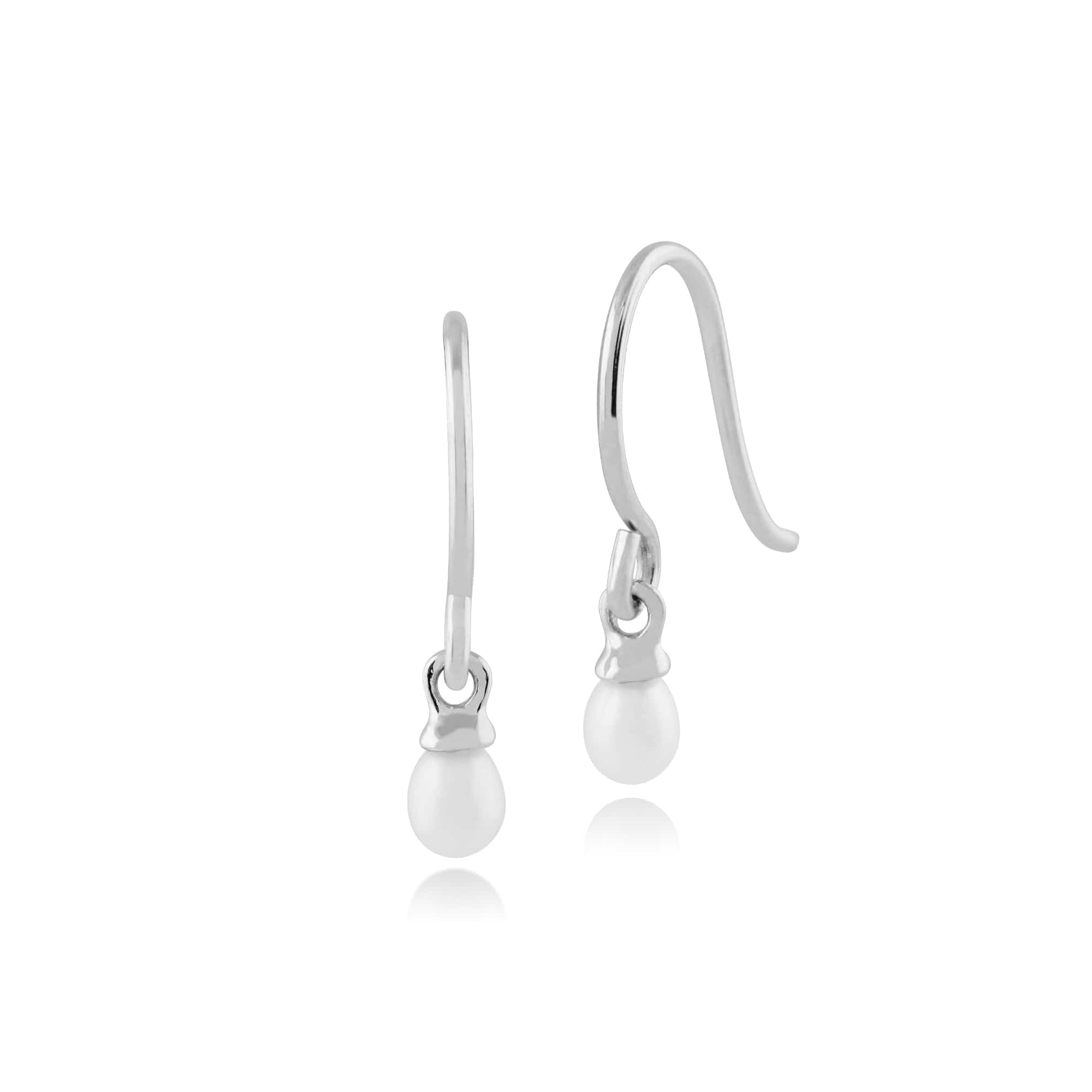 Classic Freshwater Pearl Drop Earrings in 9ct White Gold - Gemondo