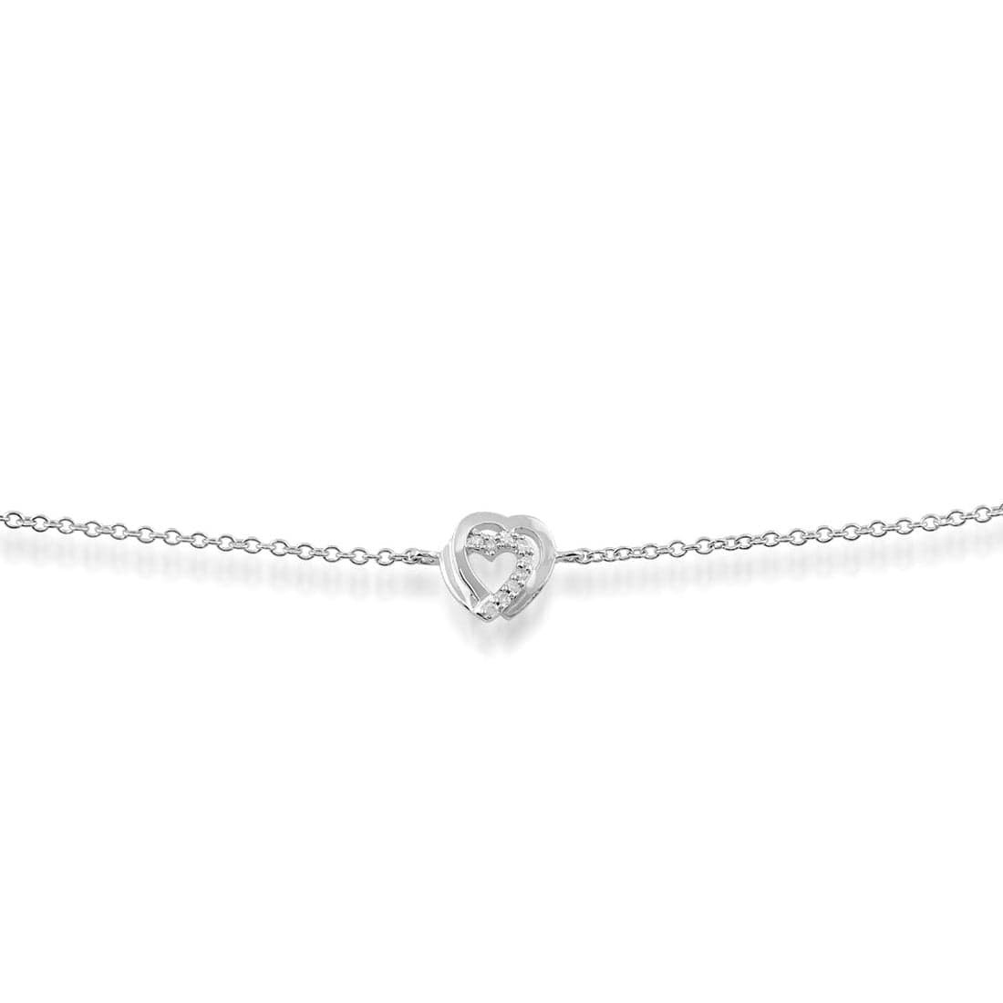 Classic Round Diamond Heart Bracelet in 9ct White Gold - Gemondo