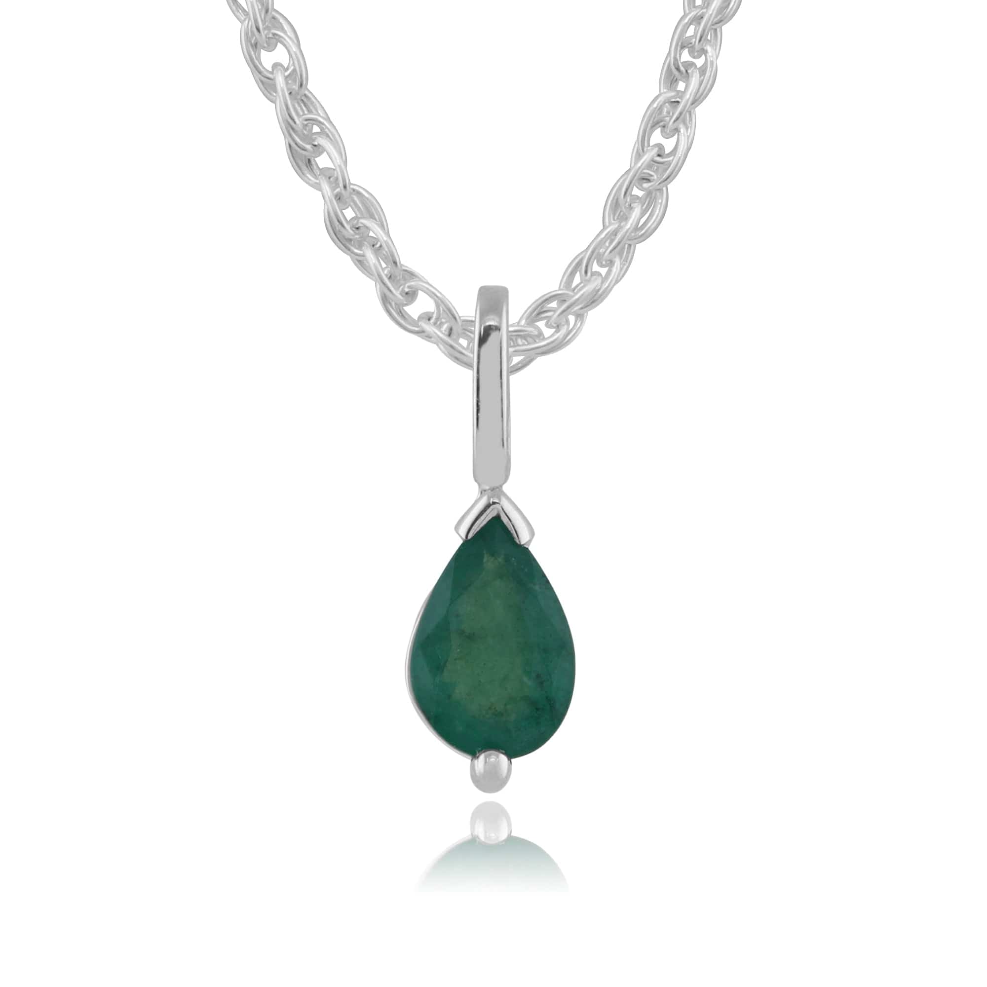 Classic Pear Emerald Pendant in 9ct White Gold - Gemondo