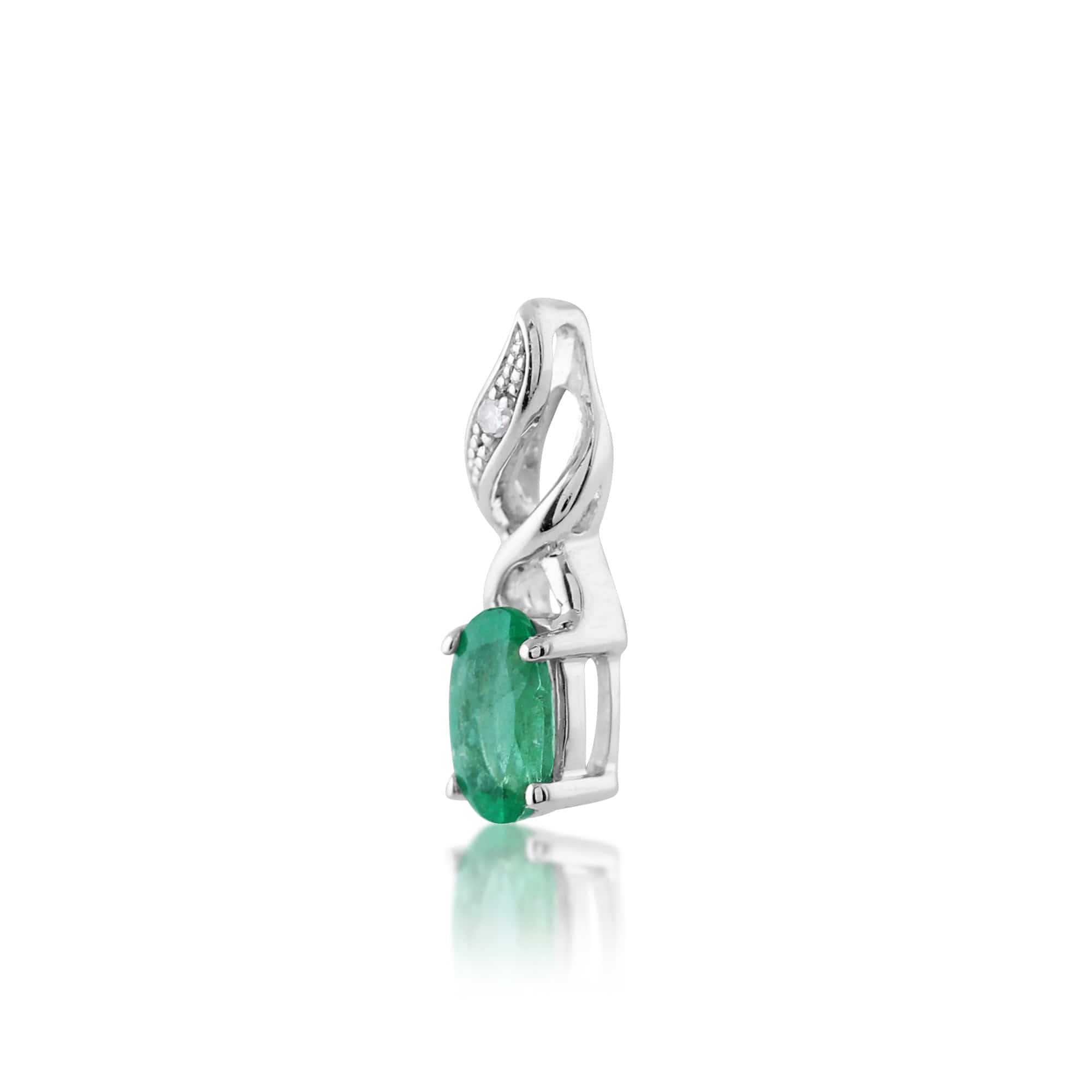 117P0104019 Classic Emerald & Diamond Twist Pendant in 9ct White Gold 2