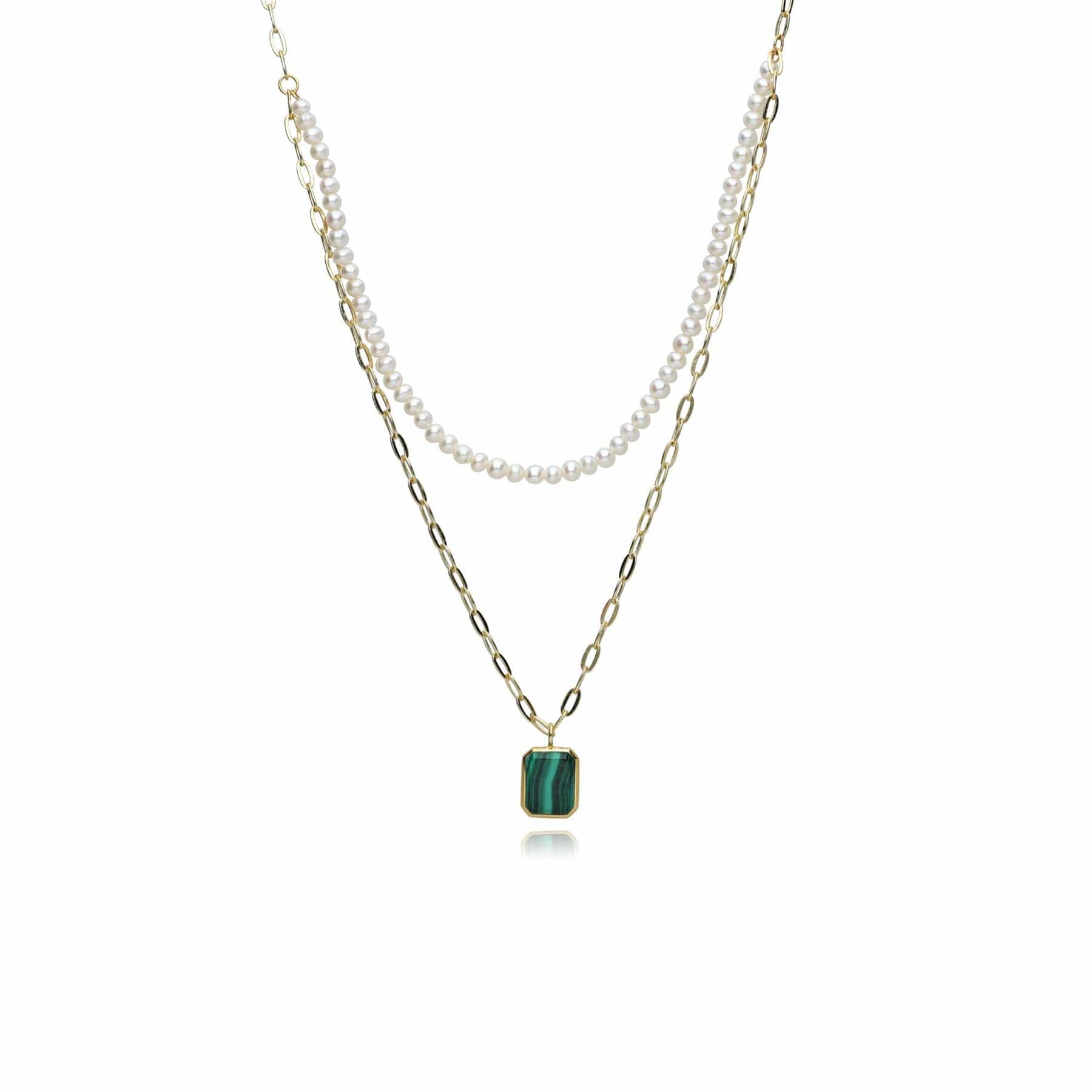 ECFEW™ 'The Unifier' Malachite & Pearl Layered Necklace