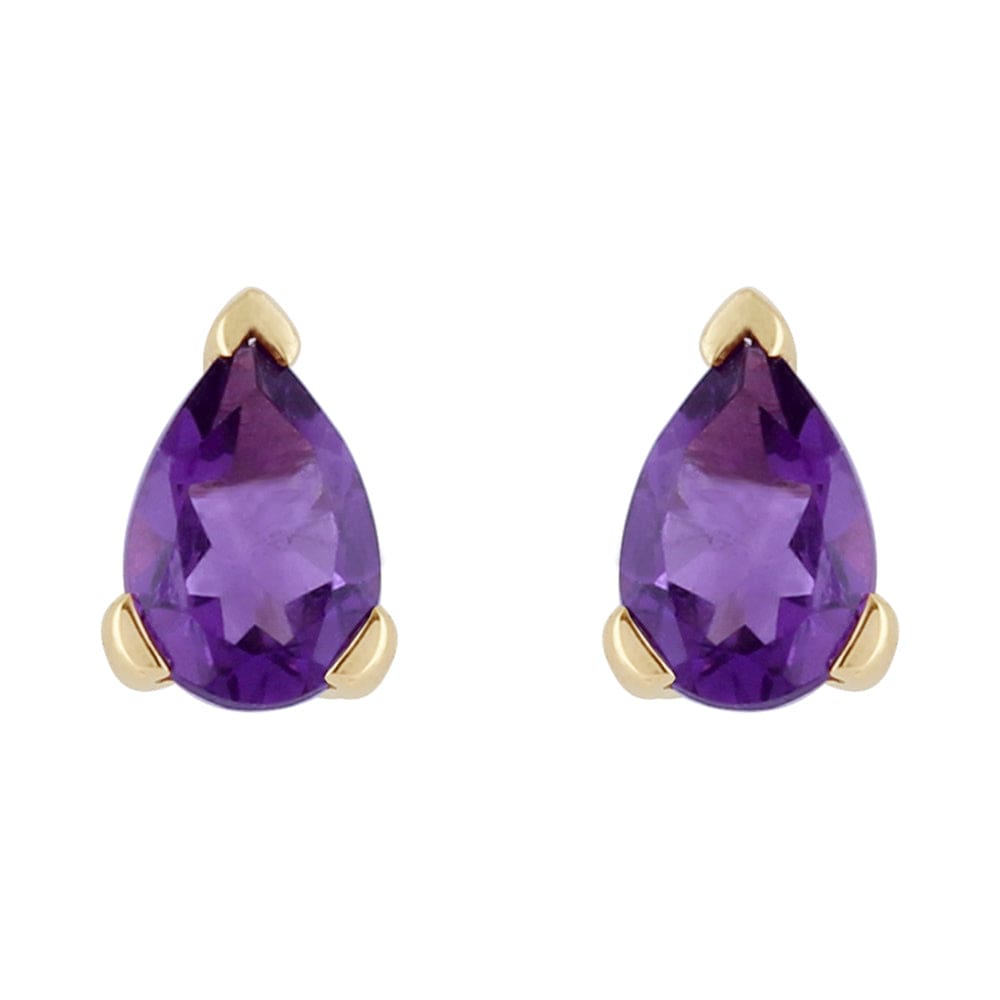 Classic Pear Amethyst Stud Earrings in 9ct Yellow Gold