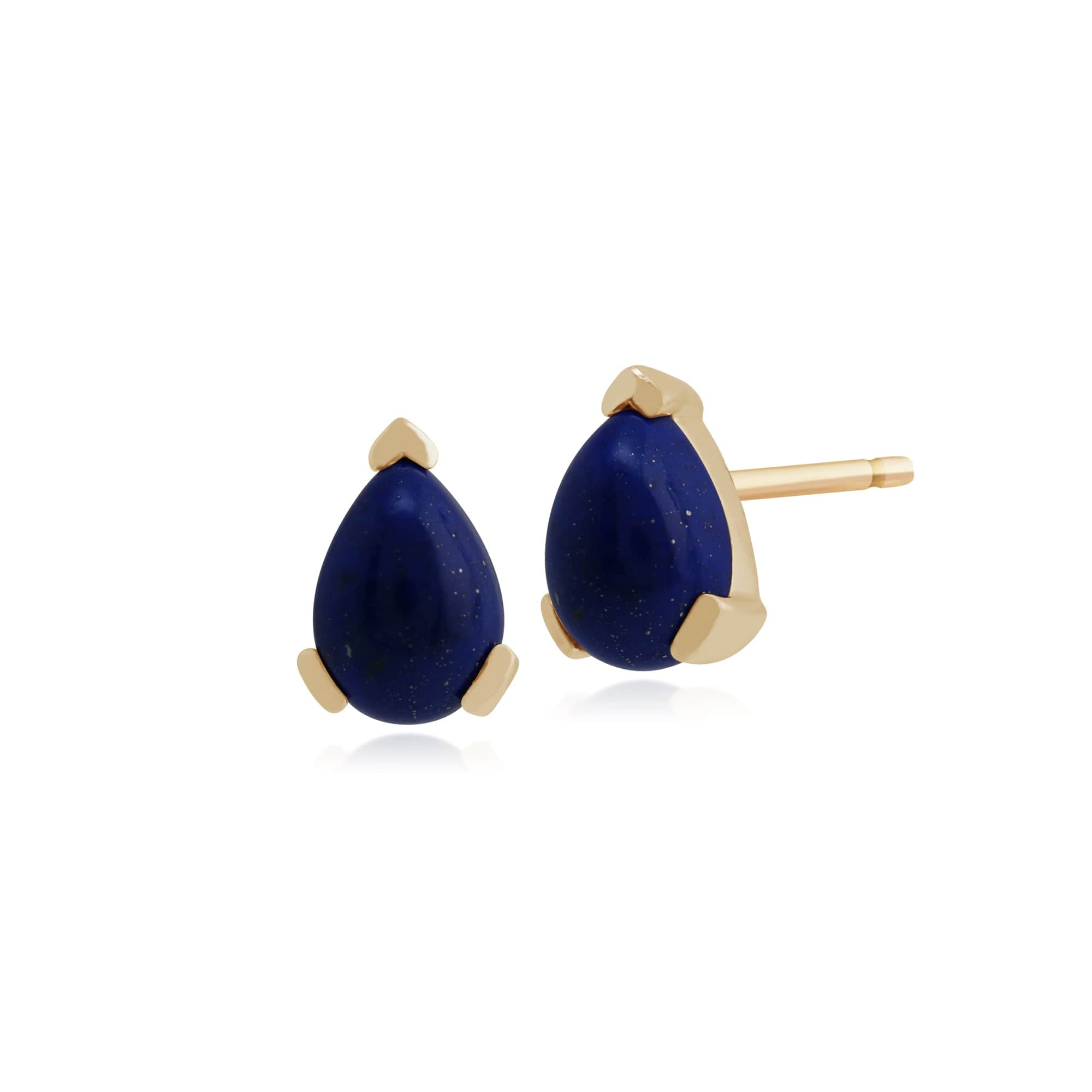 Classic Pear Lapis Lazuli Stud Earrings in 9ct Yellow Gold - Gemondo