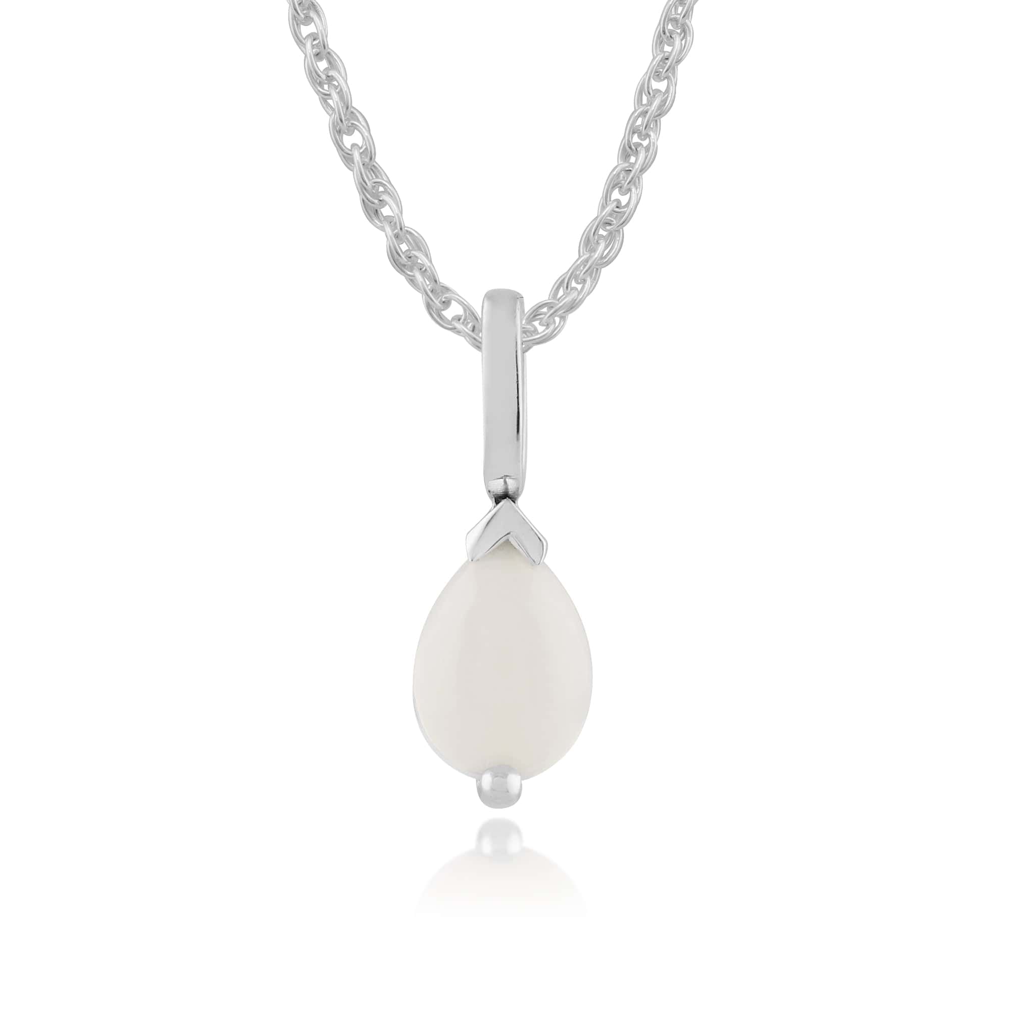 Classic Pear Opal Pendant in 9ct White Gold - Gemondo