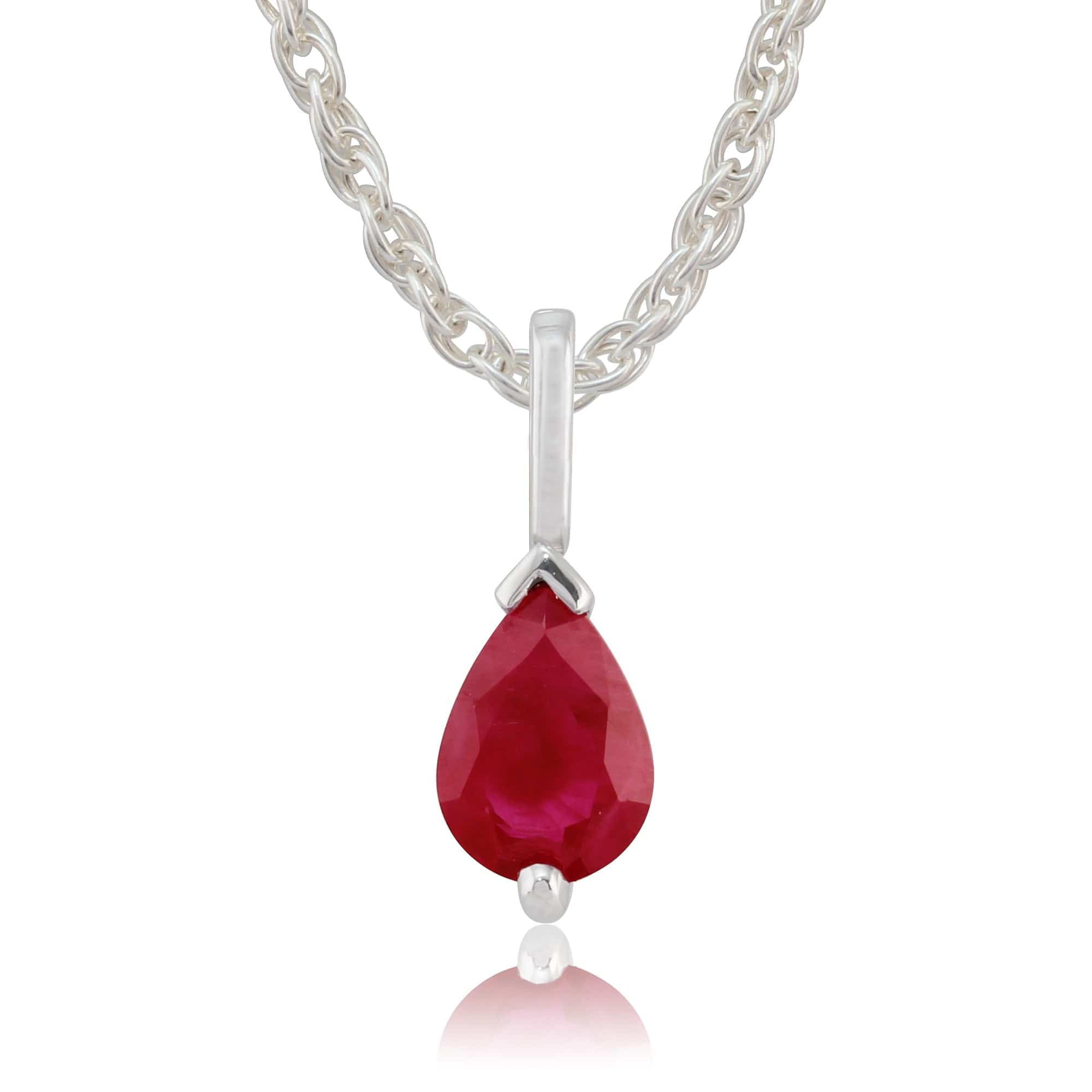 Classic Pear Ruby Pendant in 9ct White Gold