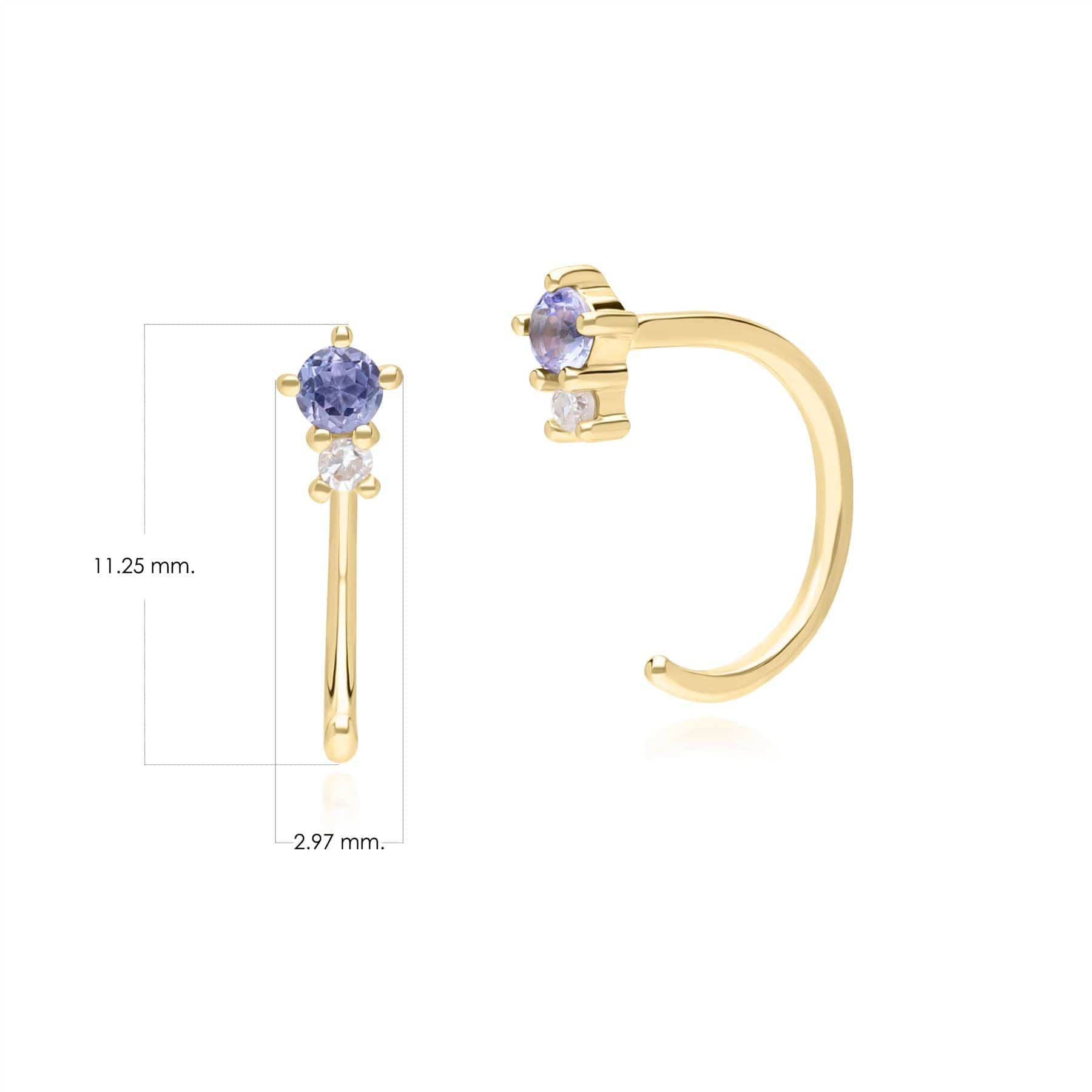 135E1823019 Modern Classic Tanzanite & Diamond Pull Through Hoop Earrings in 9ct Yellow Gold Dimensions