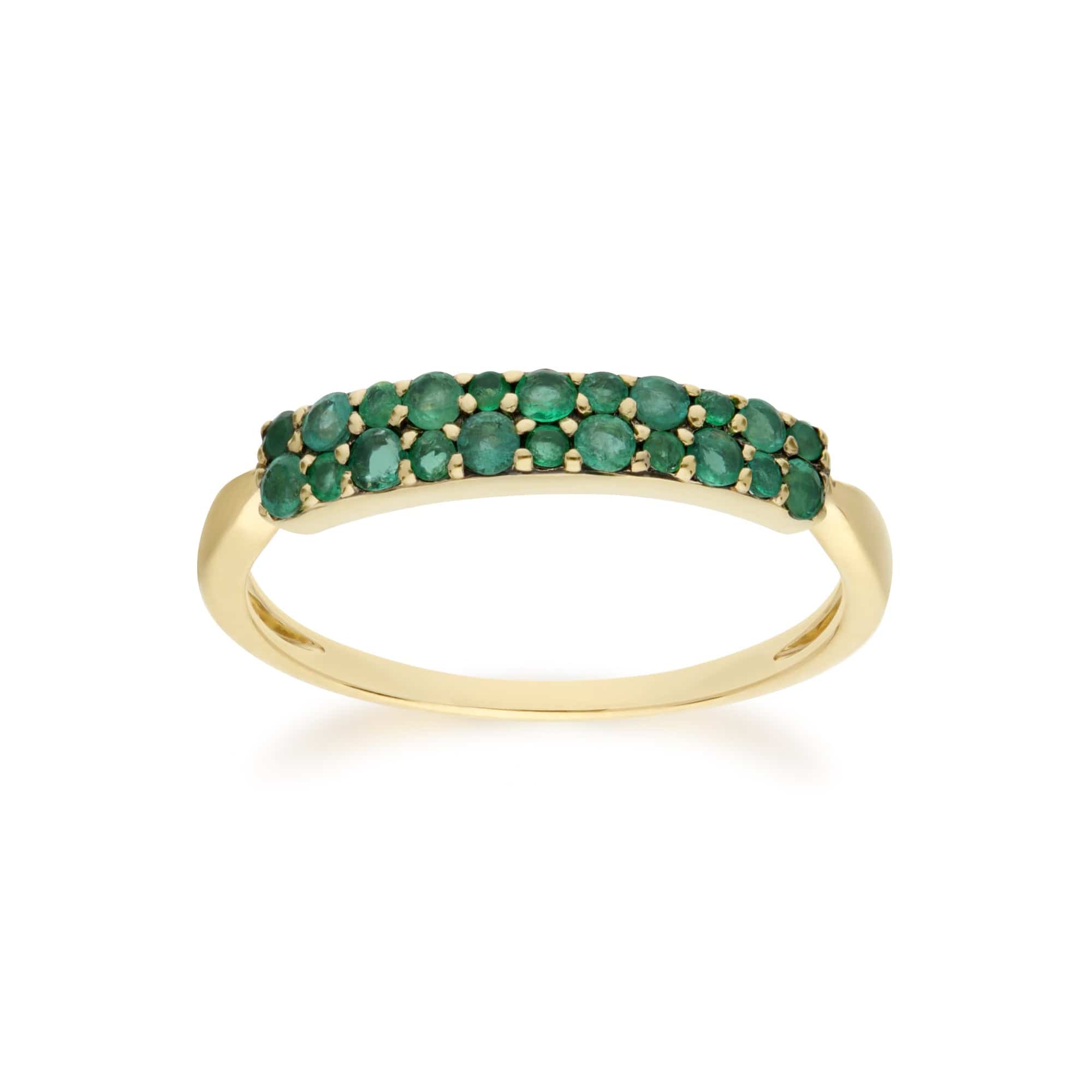 Contemporary 0.4ct Pavé Emerald Cluster Ring in 9ct Yellow Gold - Gemondo