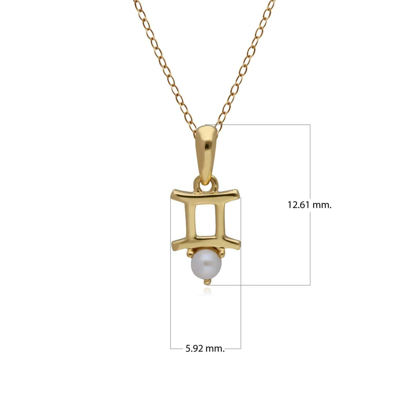 135P1997019 Pearl Gemini Zodiac Charm Necklace in 9ct Yellow Gold 2