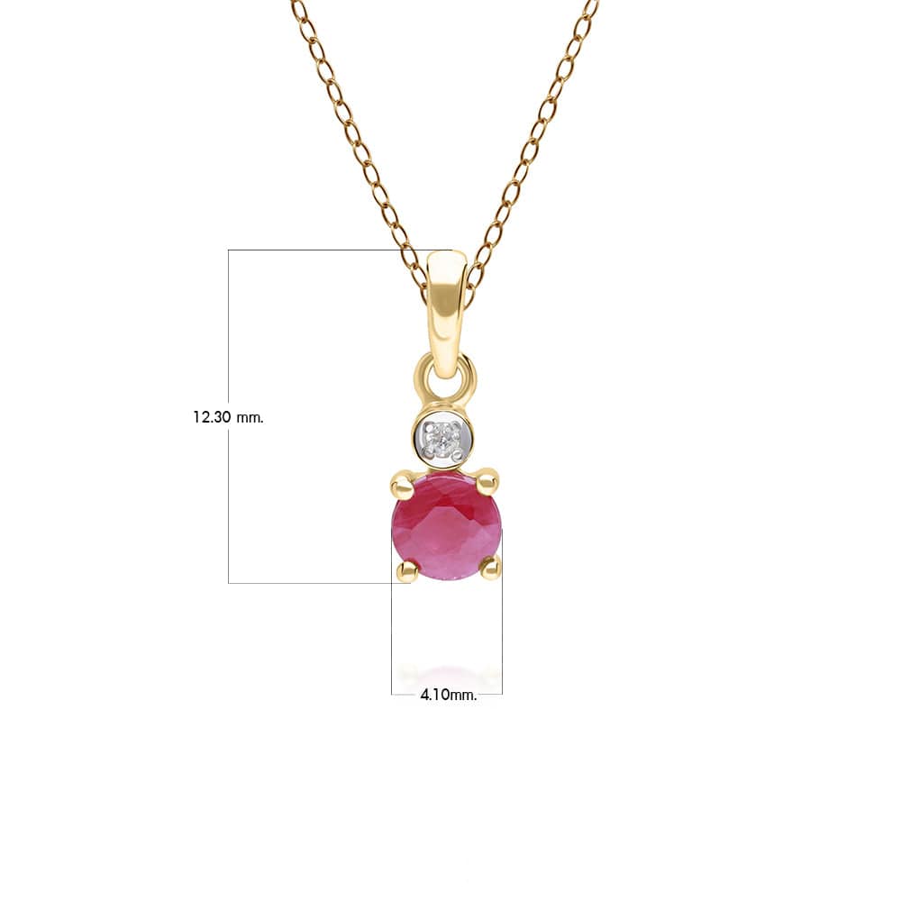 135P2099019 Micro Statement Round Ruby & Diamond Pendant in 9ct Yellow Gold 3