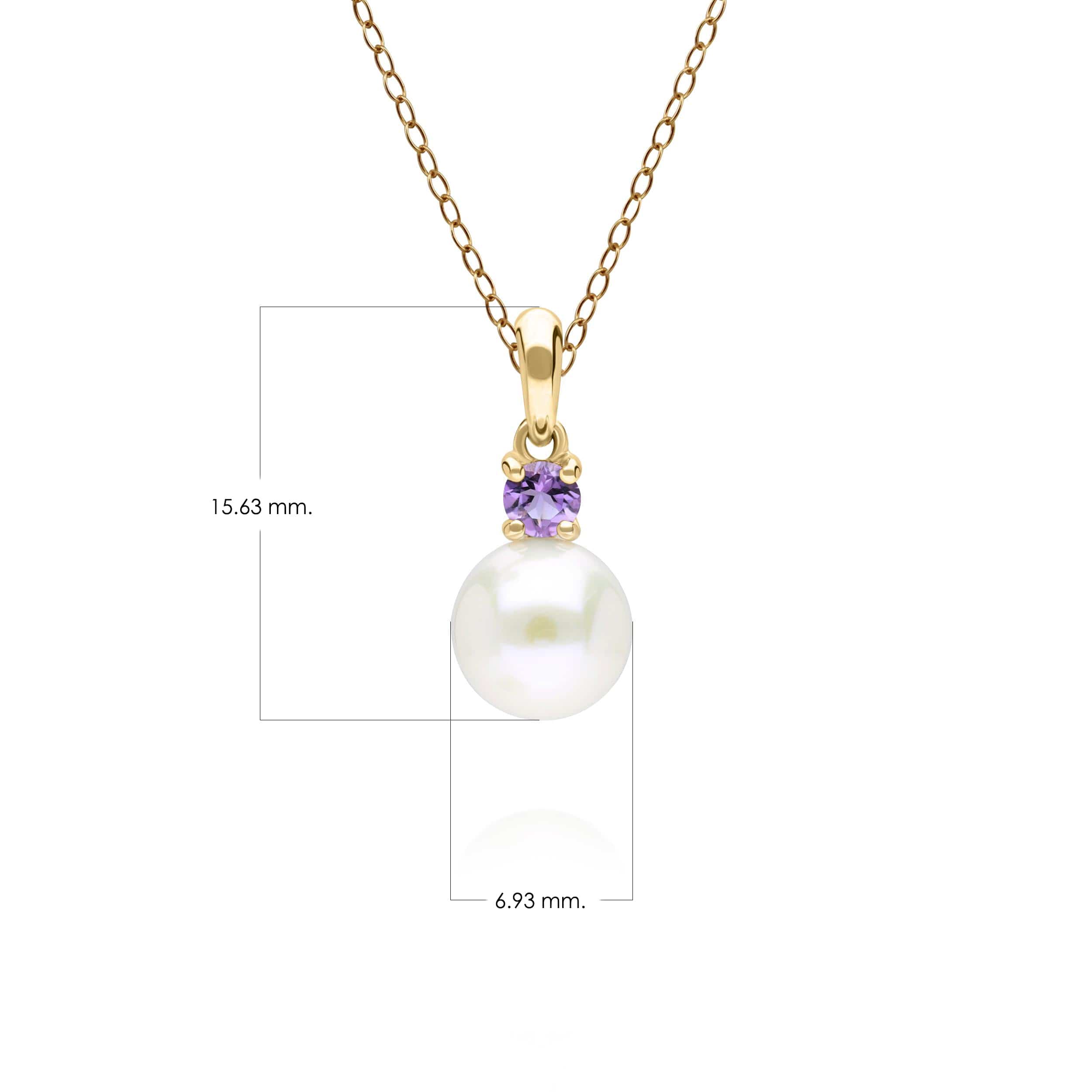 Modern Pearl & Amethyst Pendant in 9ct Yellow Gold