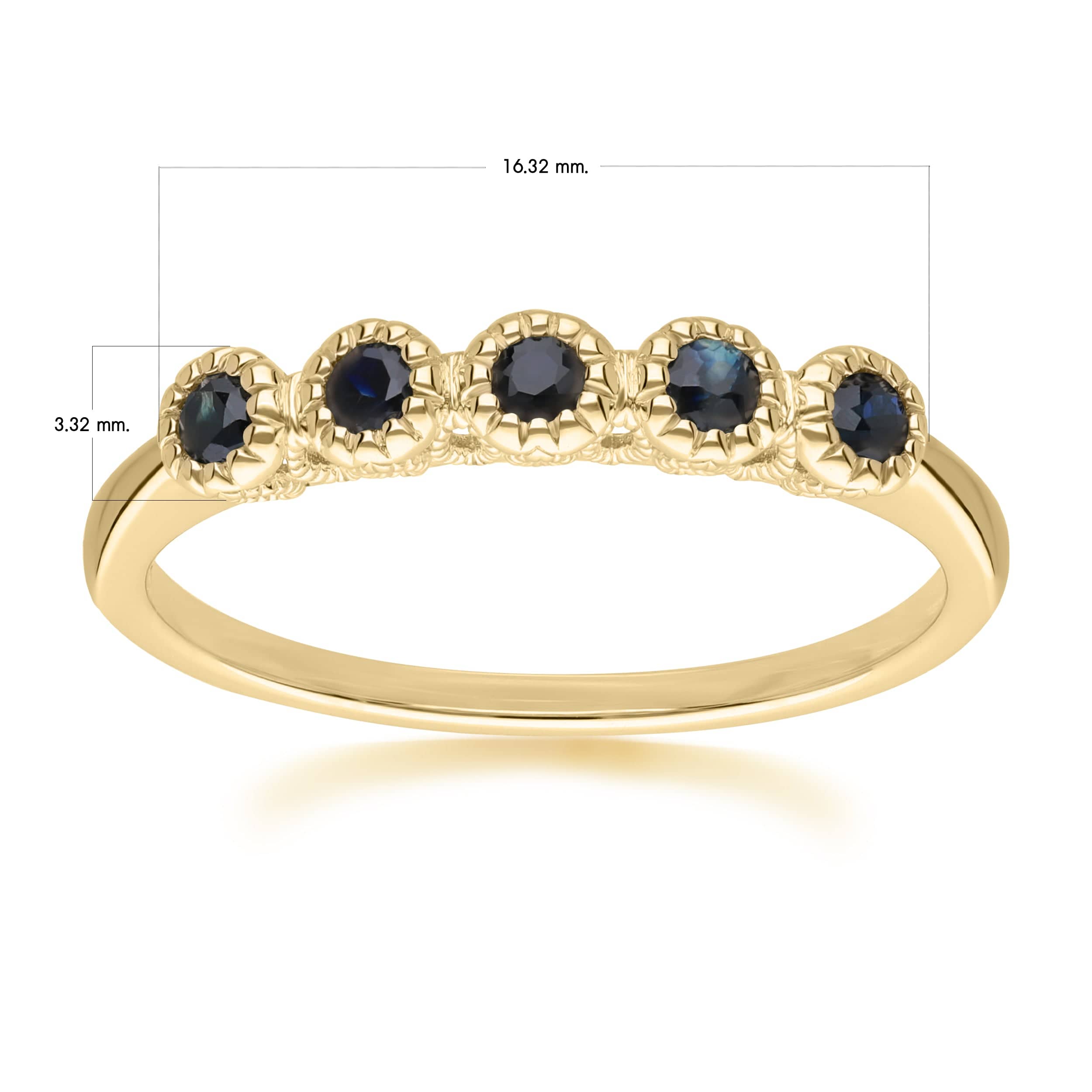 135R2046019 Classic Round Sapphire Five Stone Eternity Ring in 9ct Yellow Gold 4