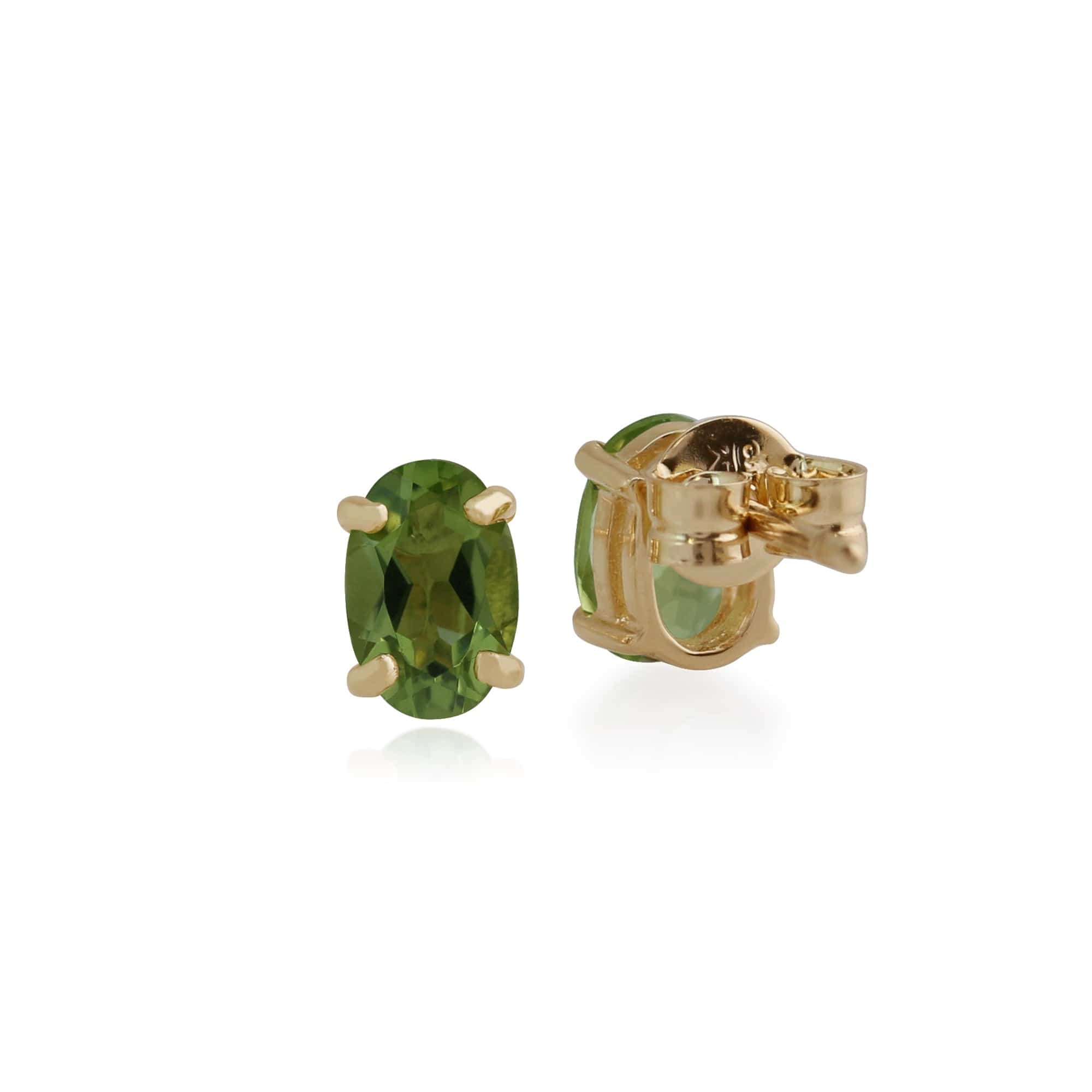 8533 Classic Oval Peridot Stud Earrings in 9ct Yellow Gold 6x4mm 2