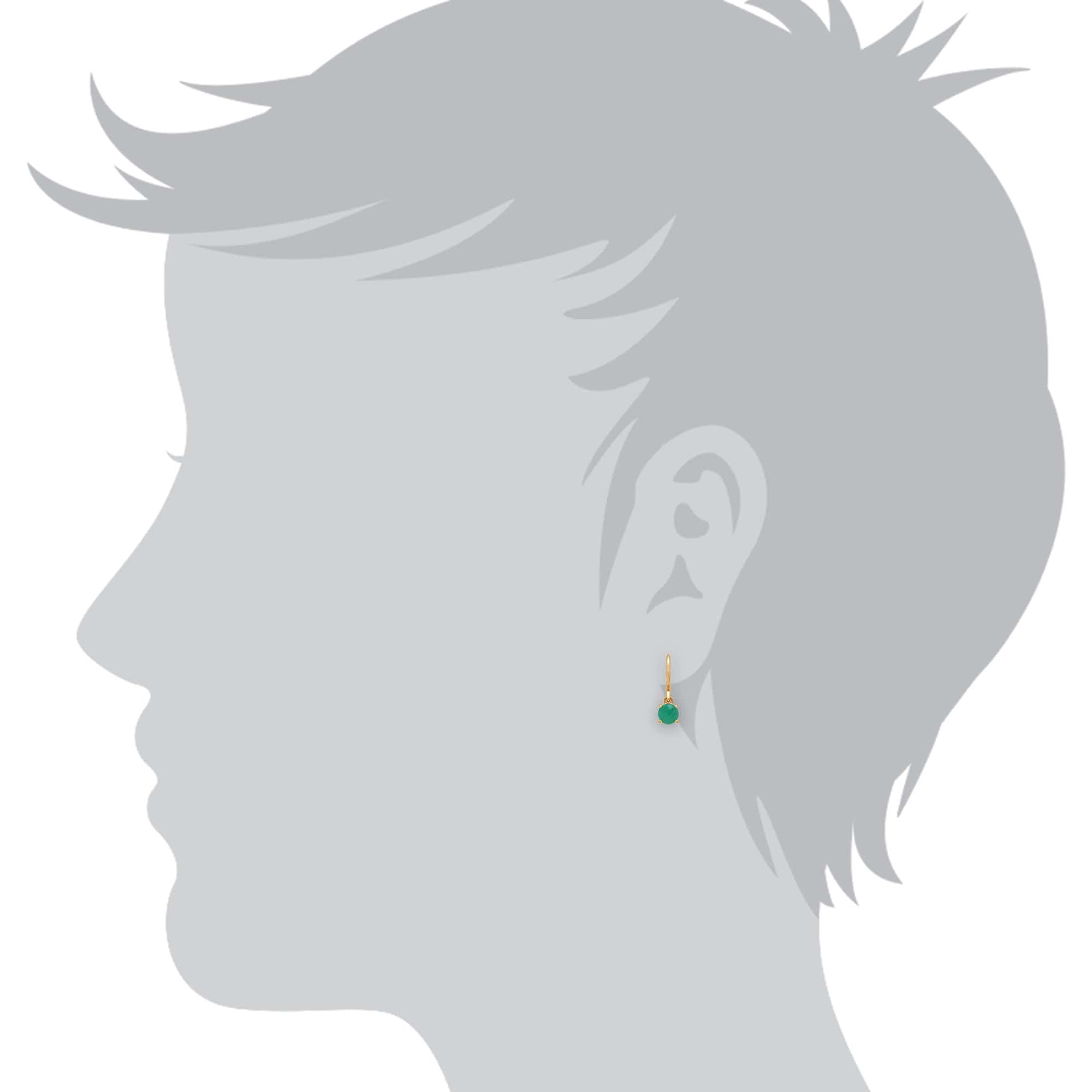 Classic Round Emerald Checkerboard Drop Earrings in 9ct Yellow Gold - Gemondo