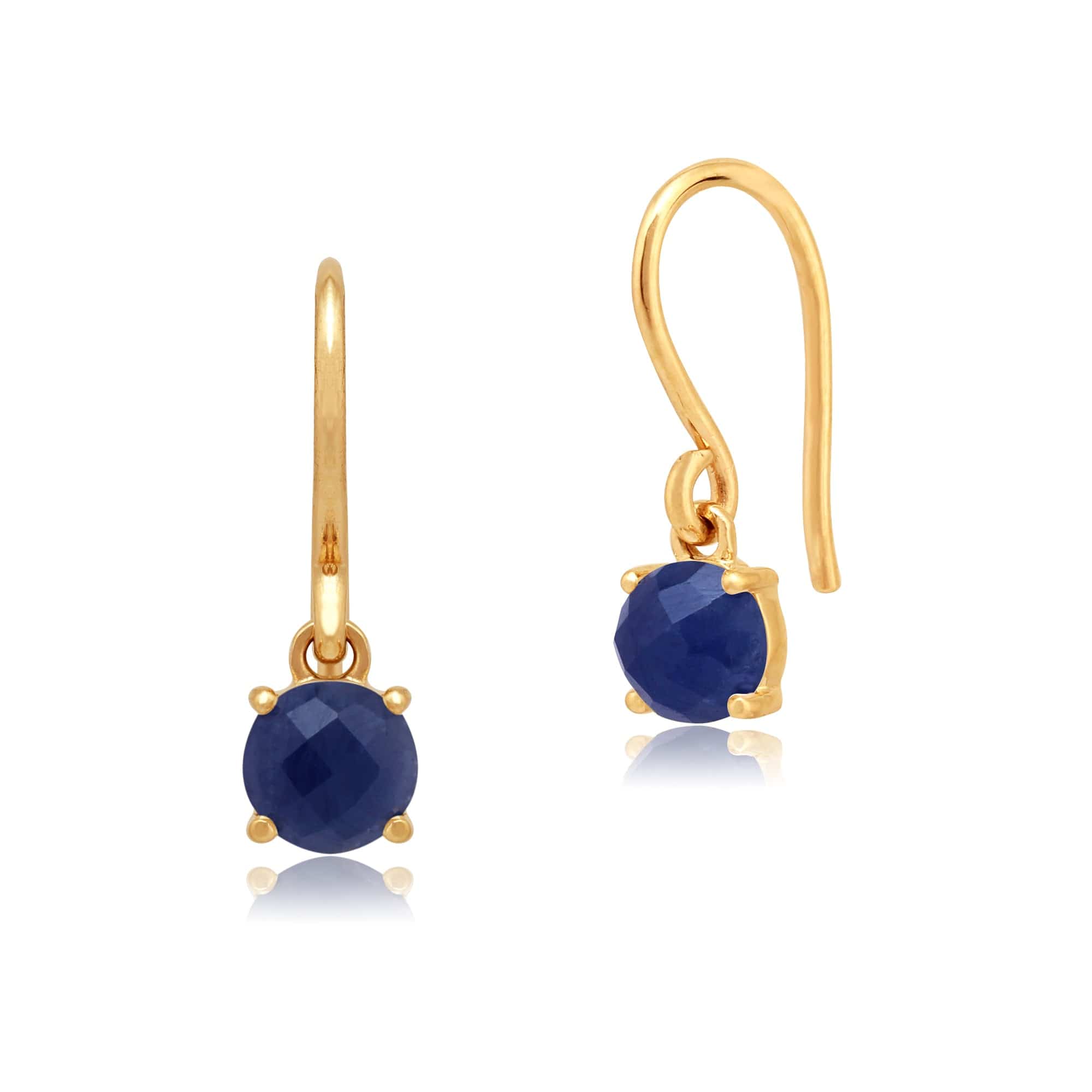 Classic Sapphire Checkerboard Fish Hook Drop Earrings & Pendant Set Image 2