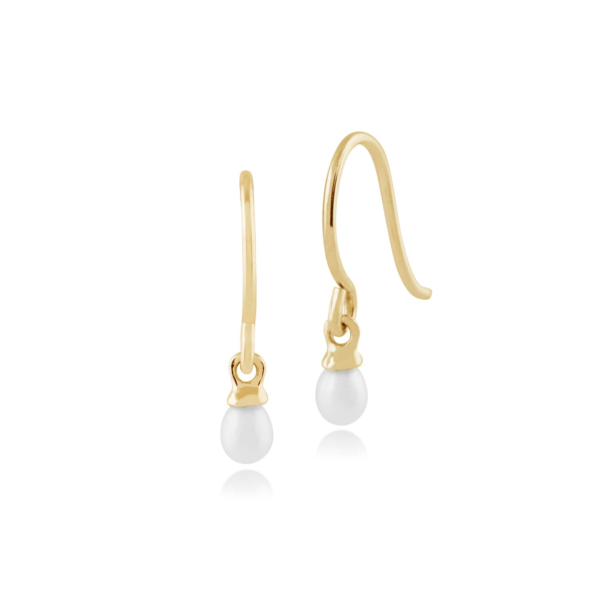 Classic Freshwater Pearl Hook Drop Earrings in 9ct Gold - Gemondo