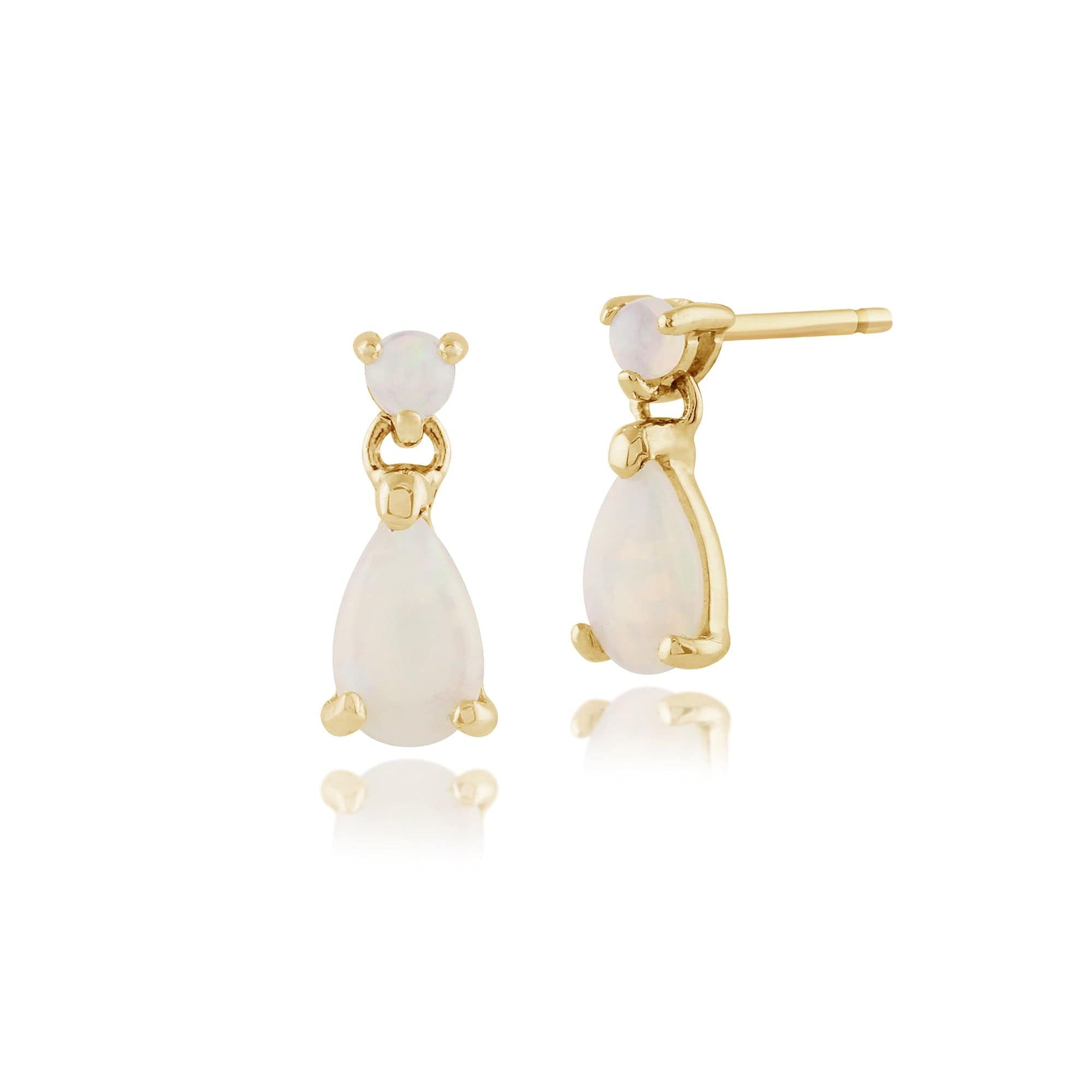 Classic Pear Opal Drop Earrings in 9ct Yellow Gold - Gemondo