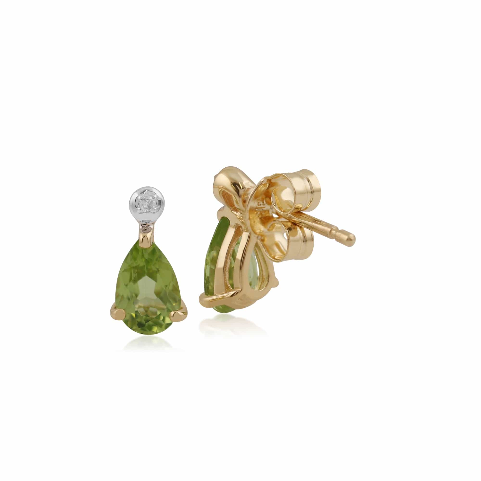 135E1263069 Classic Pear Peridot & Diamond Drop Earrings in 9ct Yellow Gold 2